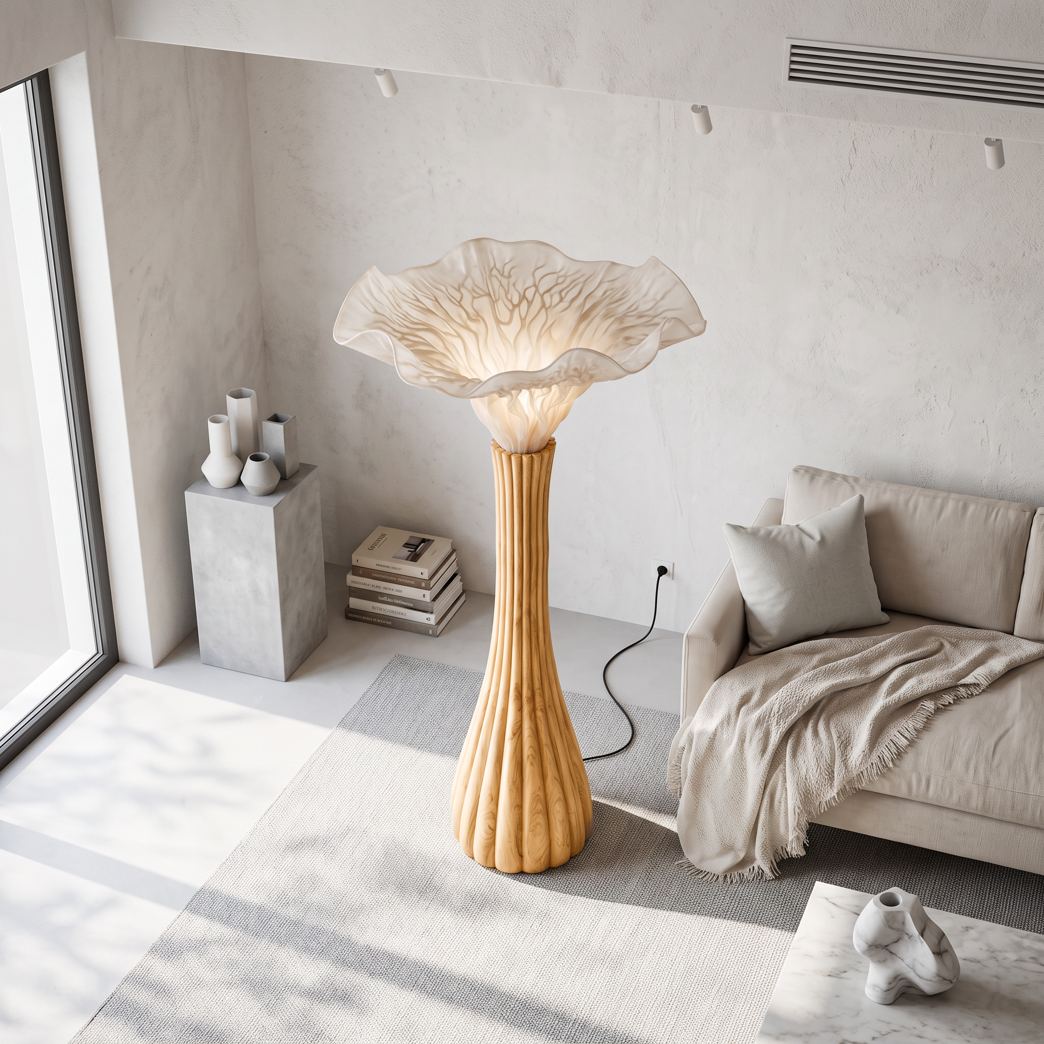 Japandi Floor Lamp Sculptural Mushroom Form Bedroom SINLSAFLP137