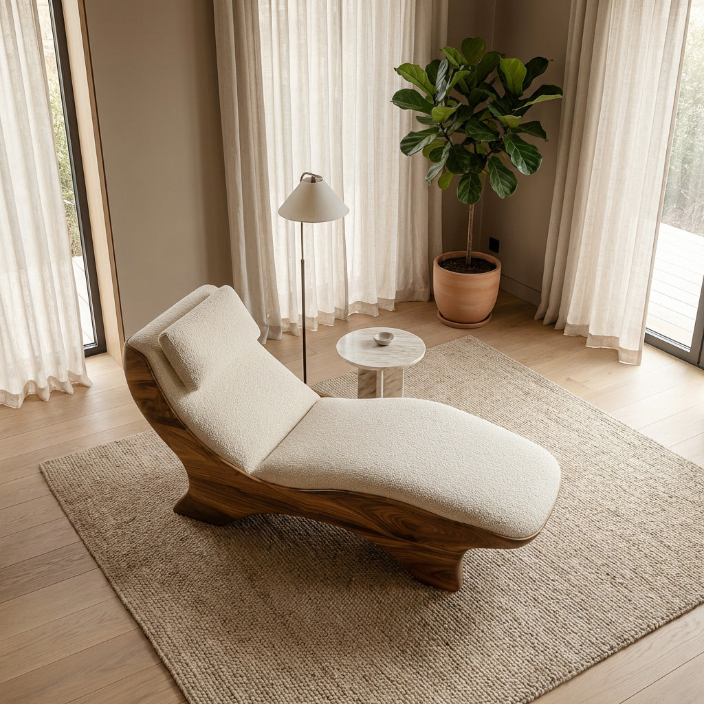Sculptural Natural Wood Lounge Chair For Bedroom Corner RTTHHNSFA033