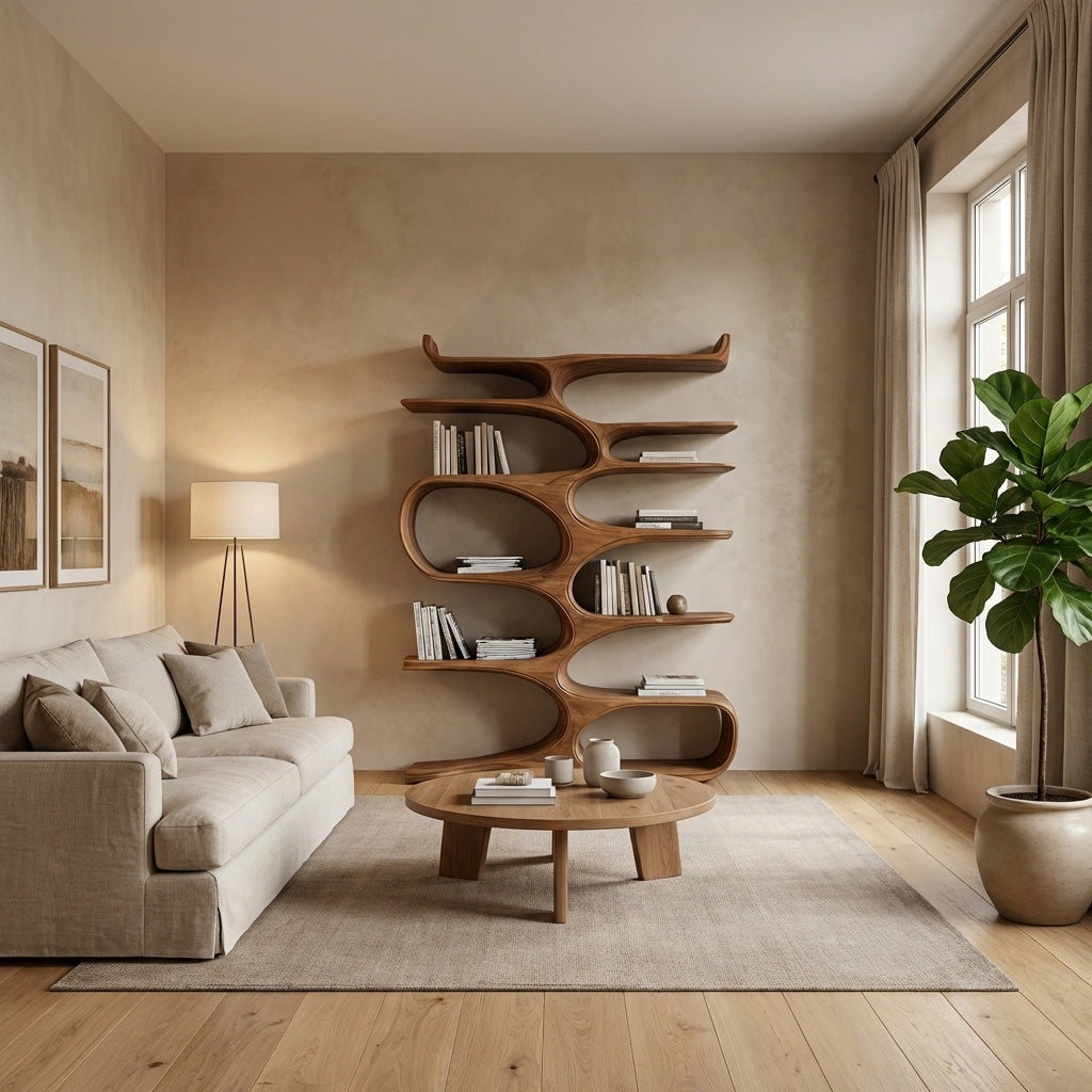 Mid Century Natural Wood Bookshelf For Living Room Furniture RTTHHNBS152