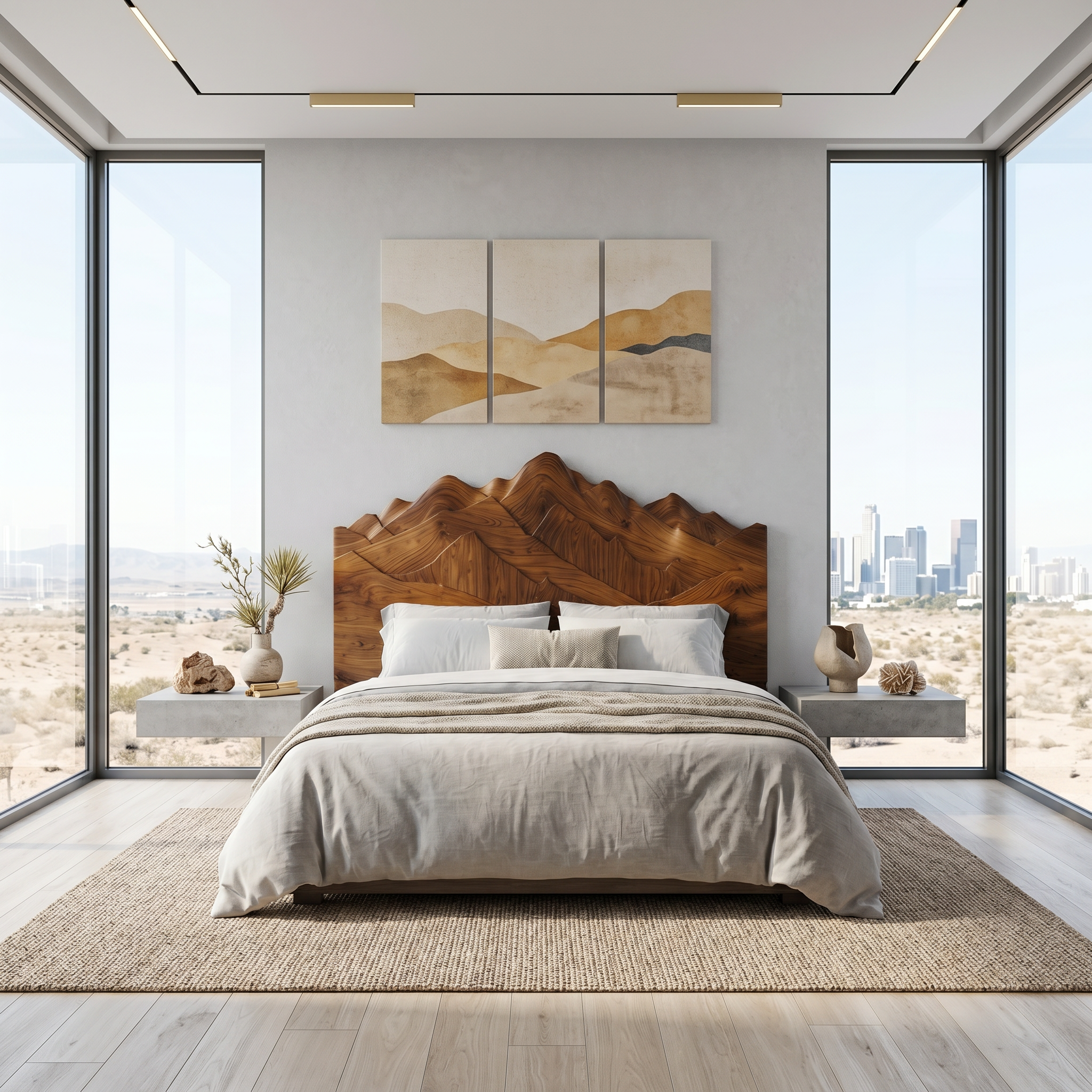 Rustic Mountain Headboard Wooden Bed Headboard For Bedroom SINLSAHB048