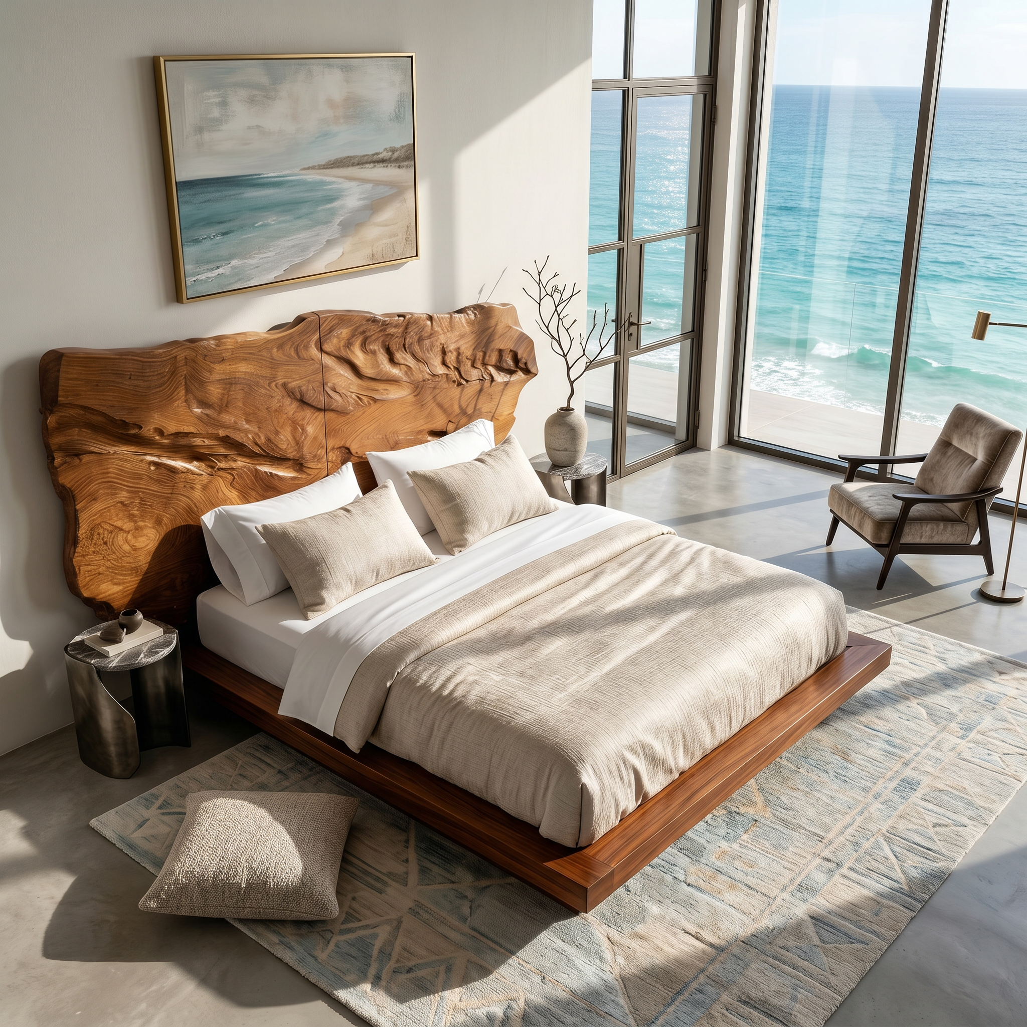Live Edge Wood Headboard For Sculptural Luxury Bedroom SILDTTRHB024
