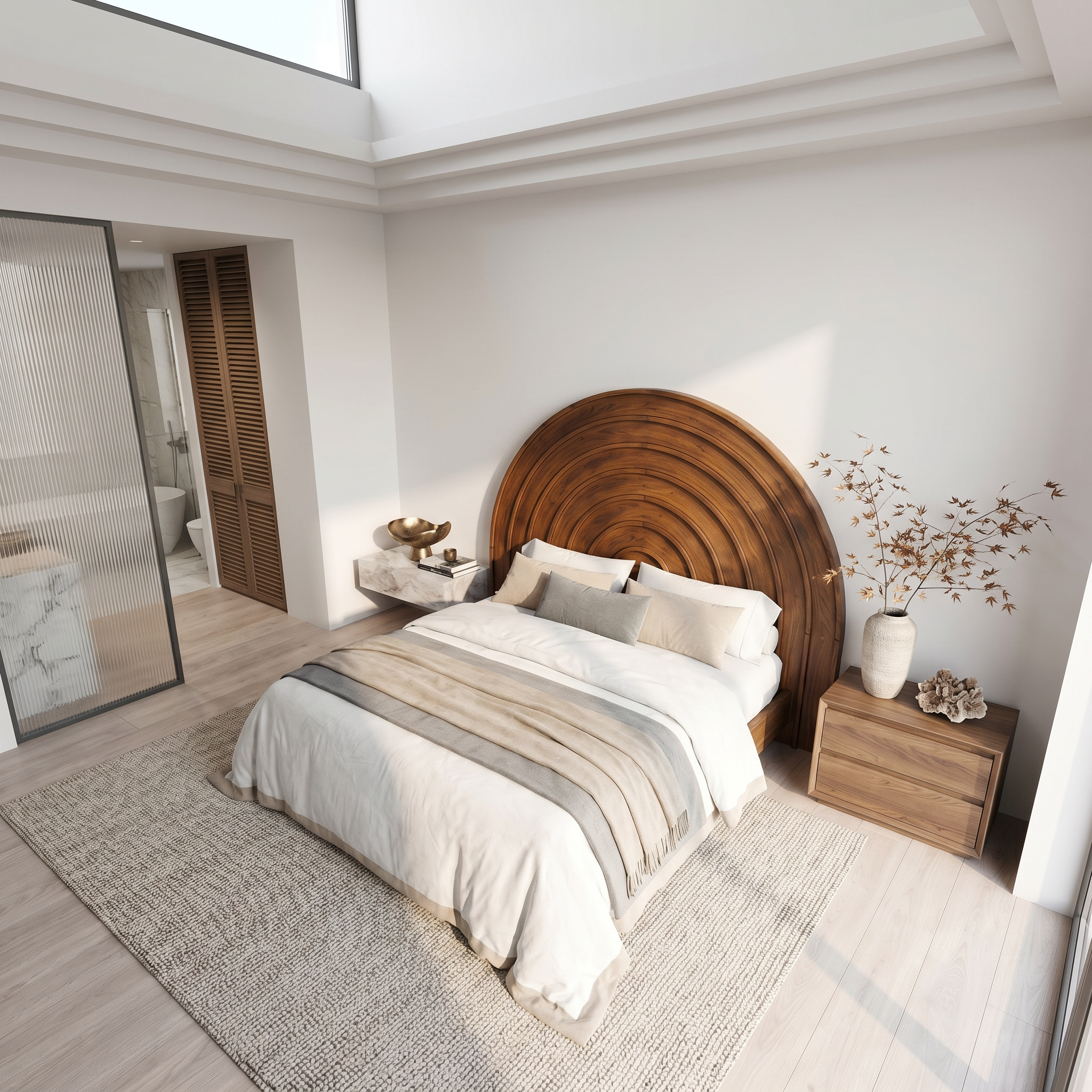 Contemporary Arched Headboard Wooden Bed Headboard For Bedroom SINLSAHB049