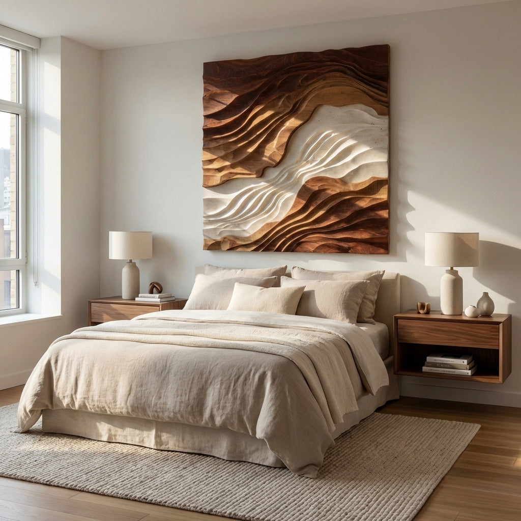 Statement Sculptural Wave Wall Art For Living Room RTTHHNWA139