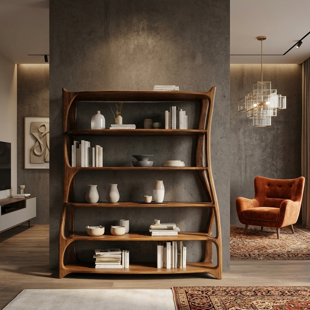 Elegant Wooden Standing Shelf With Tiers For Living Room RTTHHNSS012