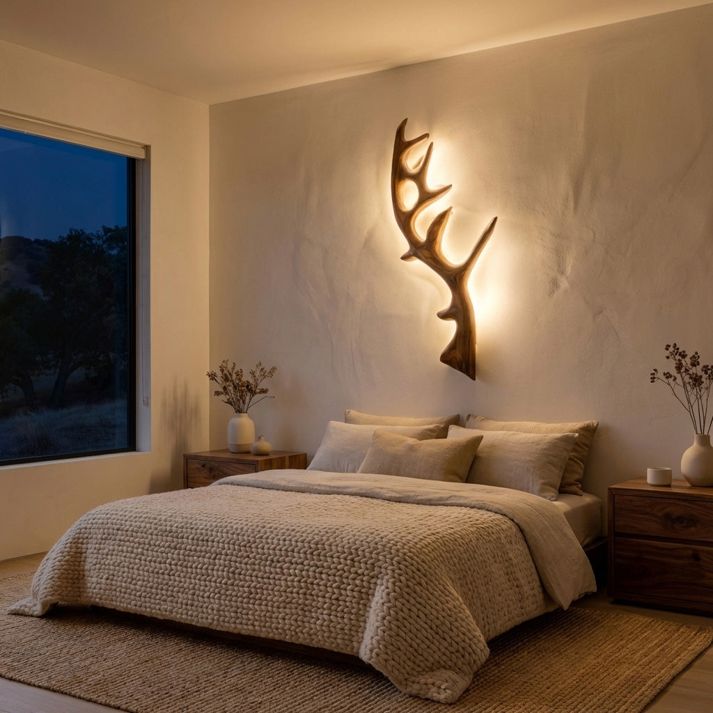 Minimalist Natural Wood Tree Wall Lamp For Bedroom Decor RTTHHNLAM083