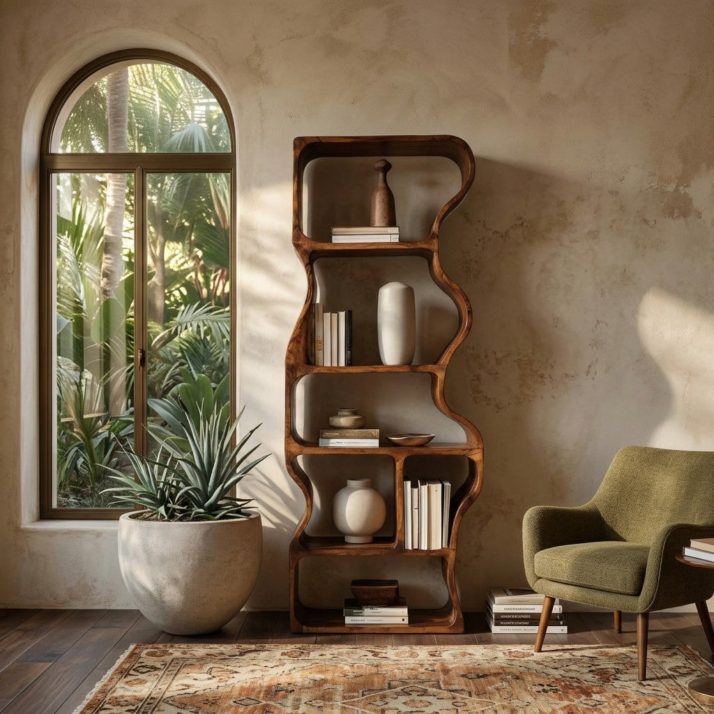 Organic Standing Shelf With Flowing Edges For Living Room RTTHHNSS010