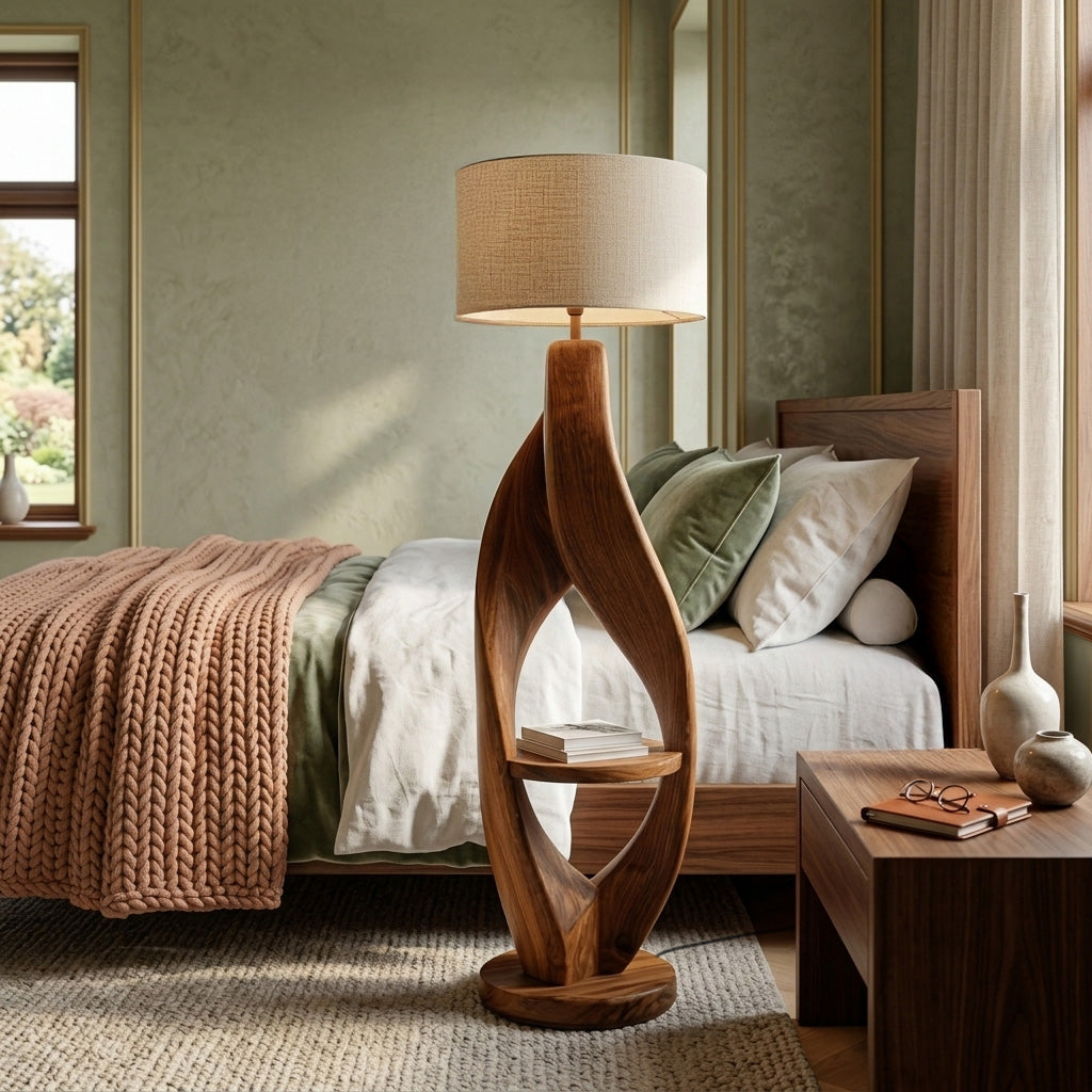 Organic Style Floor Lamp Natural Wood For Living Decor RTTHHNLAM076