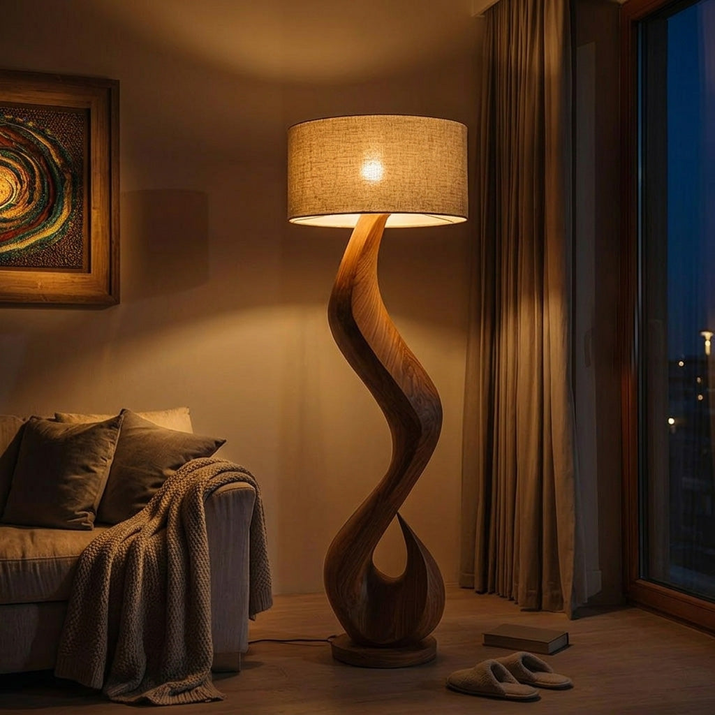 Modern Floor Lamp With Flowing Form For Living Room Corner RTTHHNLAM075