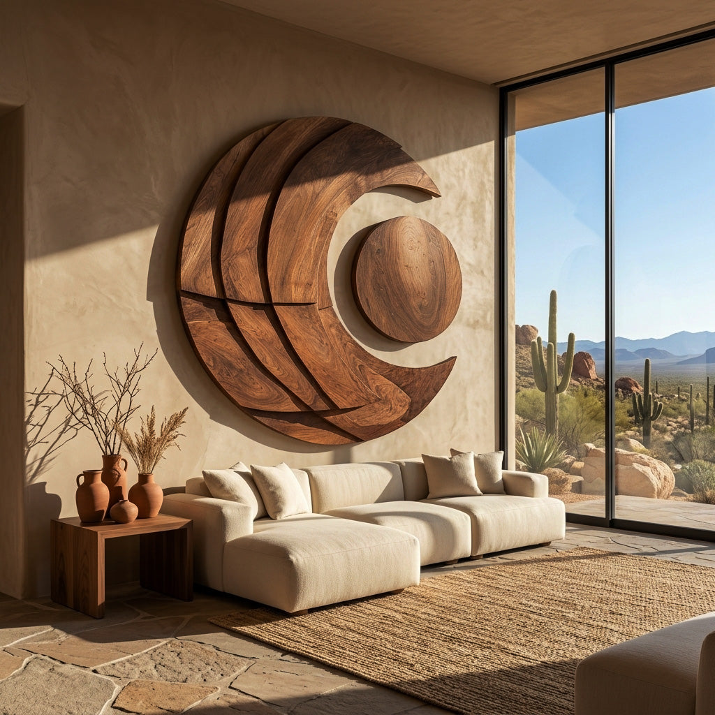 Modern Multi-layered Crescent Moon Wood Wall Art For Interior RTTHHNWA206
