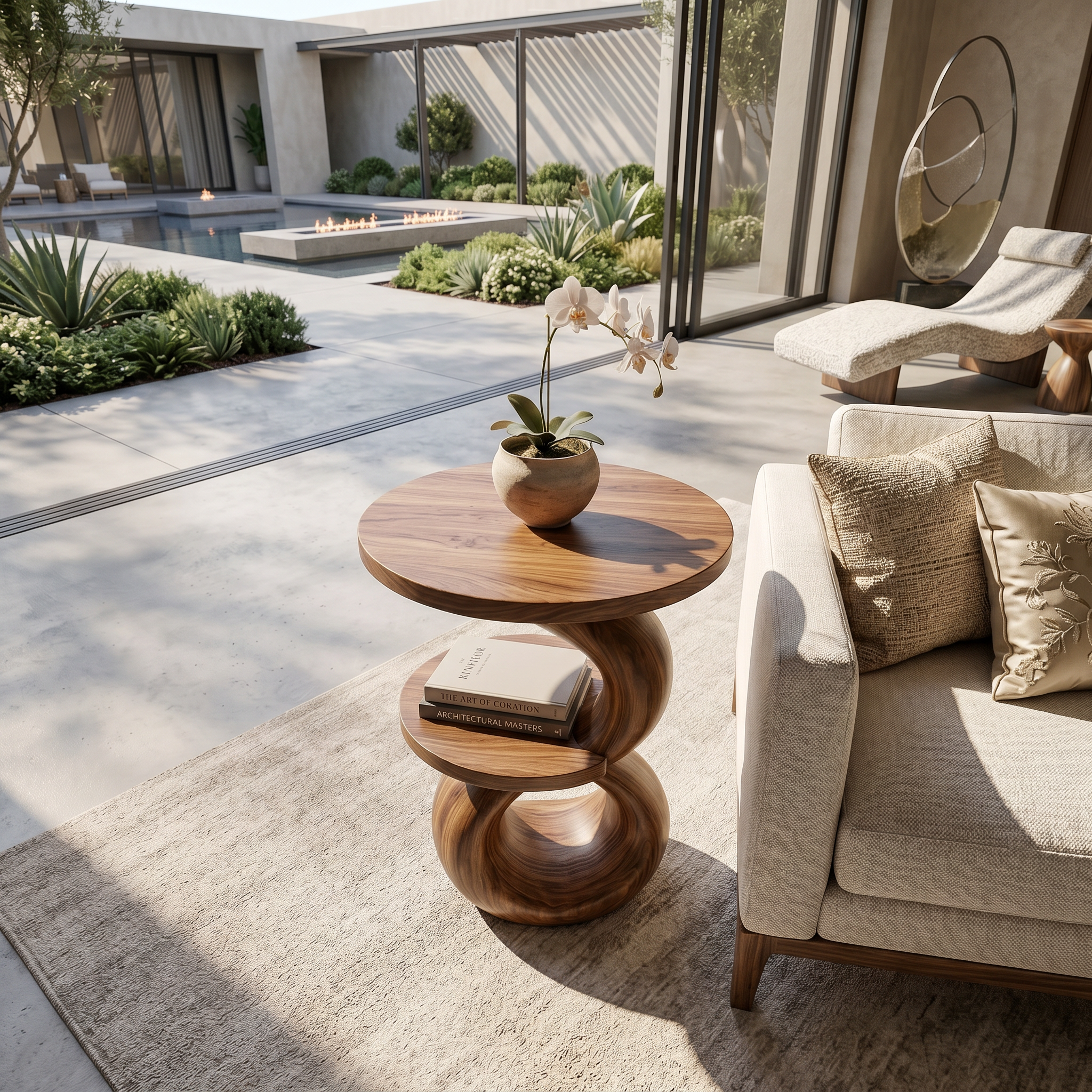 Modern Sculptural Side Table Outdoor Lounge SILDTTRSTA029