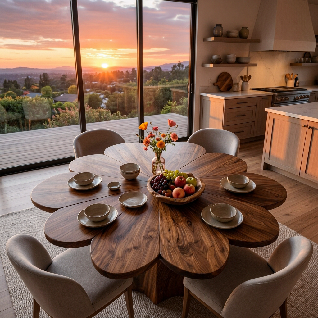 Modern Wooden Dining Table With Petal Top For Dining Area RTTHTTDN049