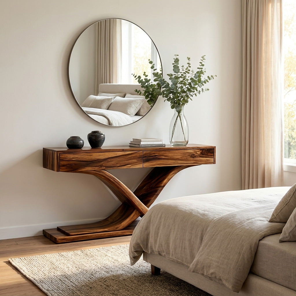 Sculptural Wooden Console Table For Modern Living Room RTTHHNCS043