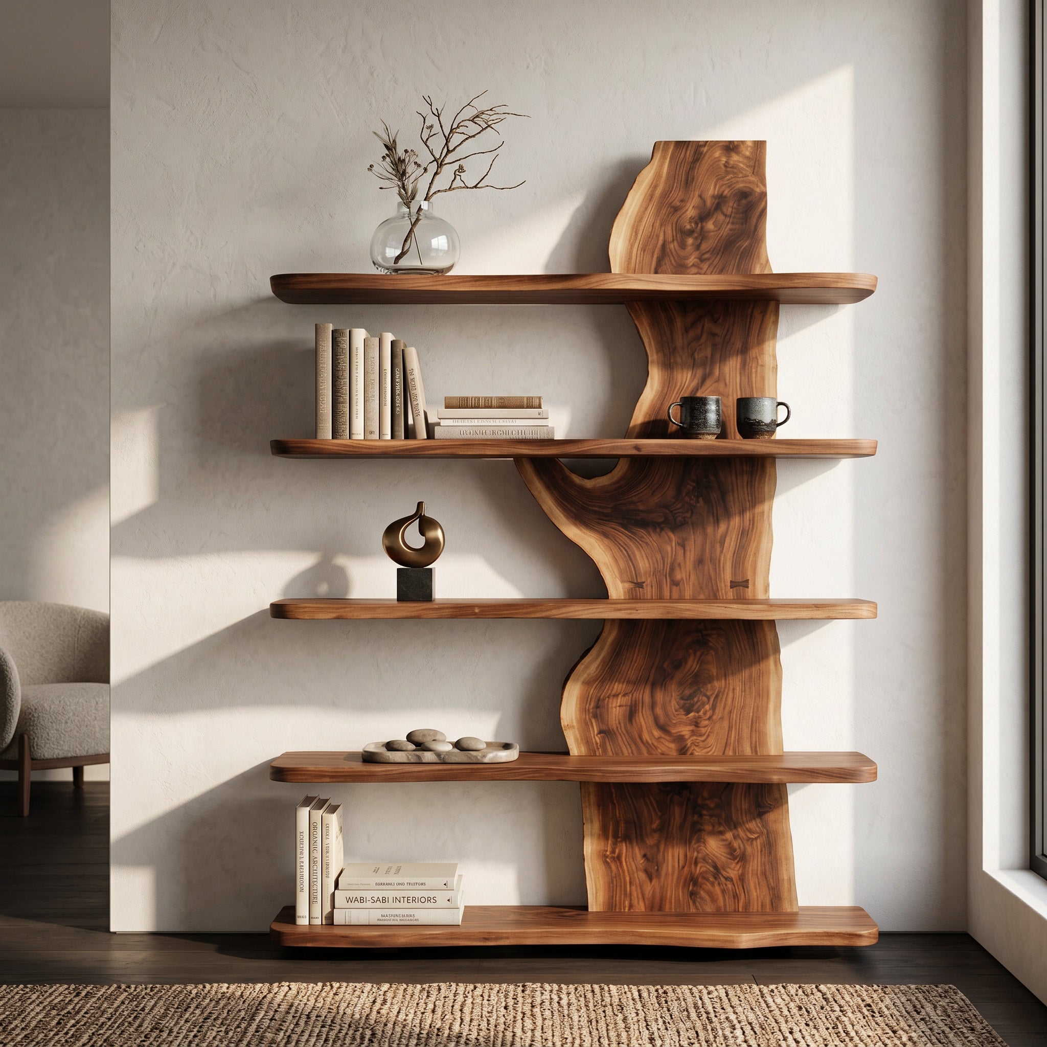 Handcrafted Natural Wood Standing Shelf For Home Storage RTTHHNSS019