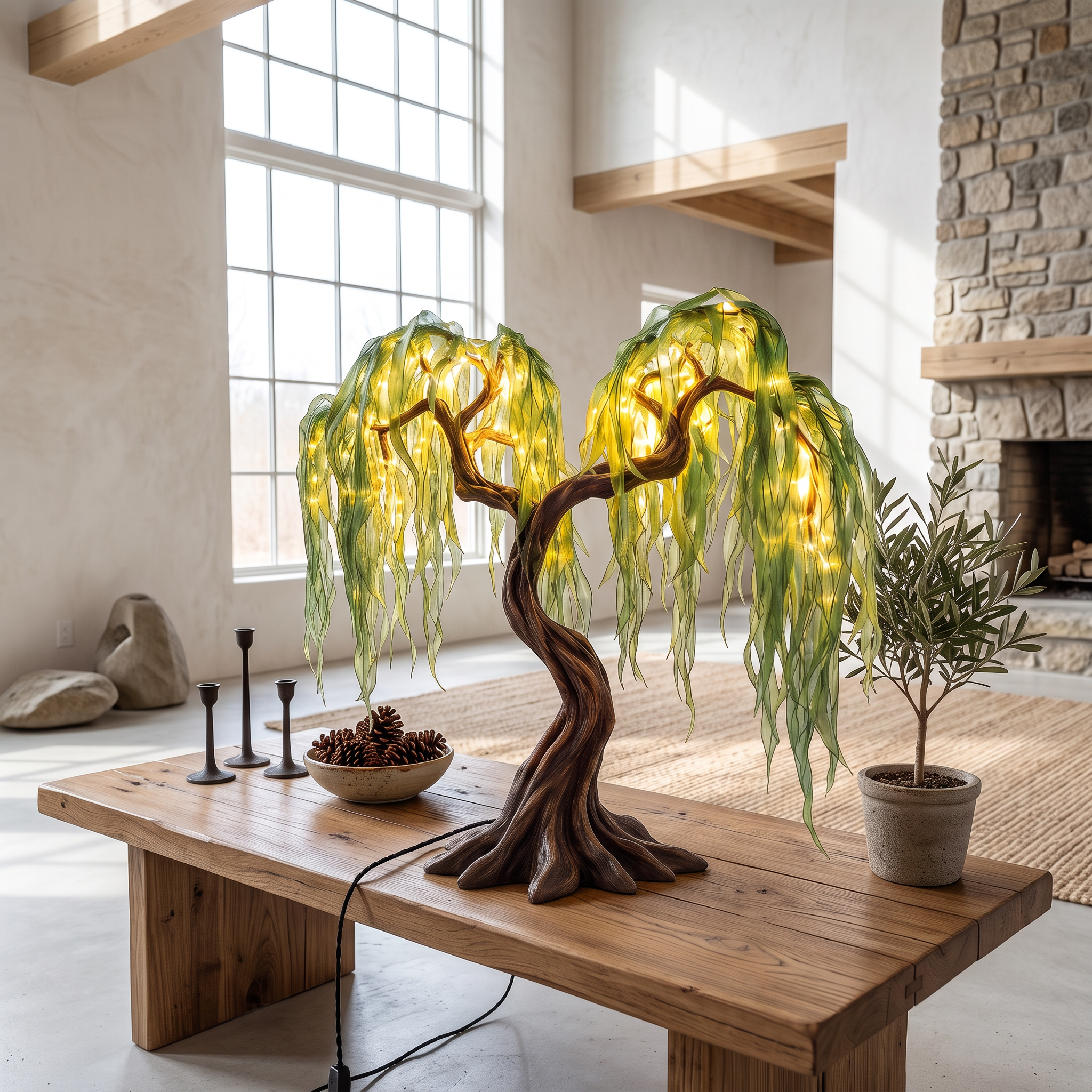 Rustic Fairy Light Tree Table Lamp For Nightstand SINLSATL021