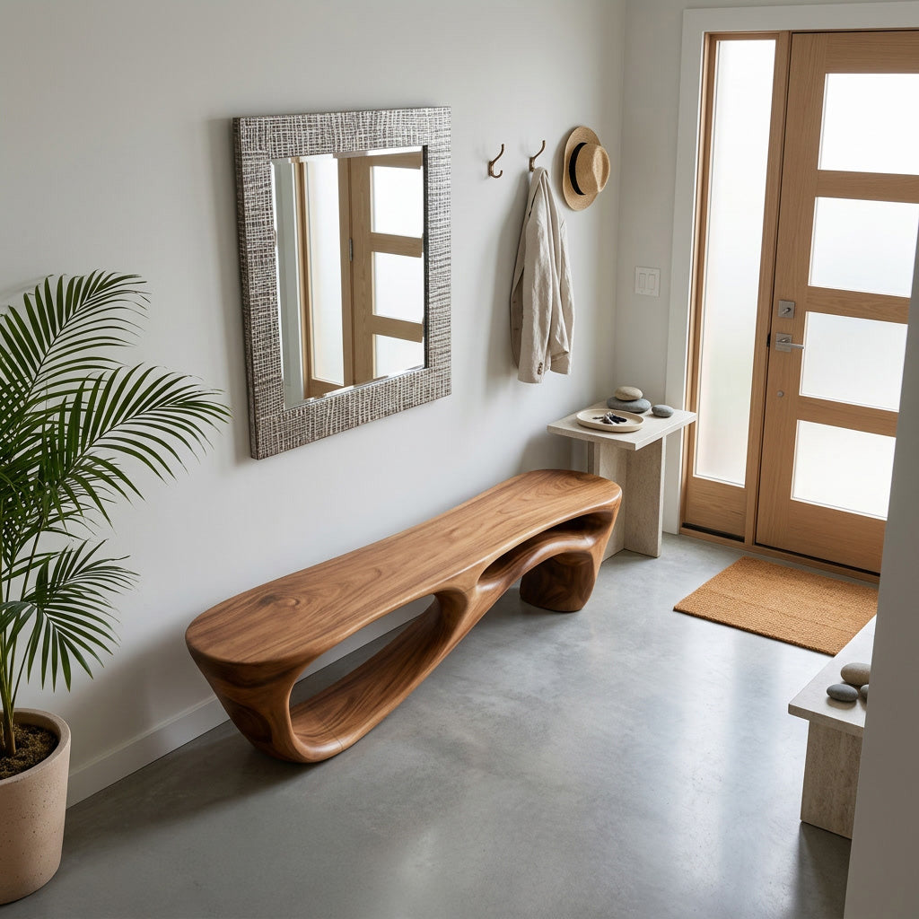 Modern Organic Natural Wood Bench For Entryway Decor RTTHHNCHR135