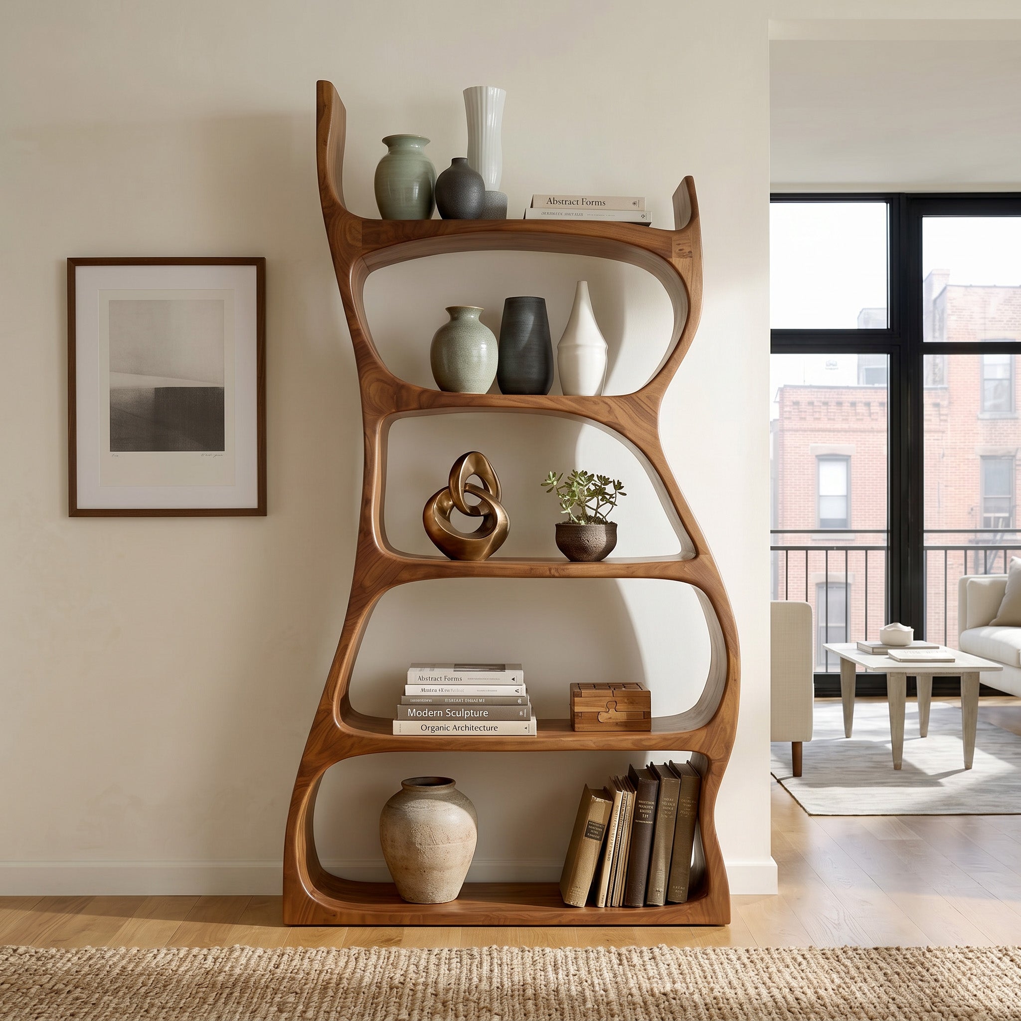 Elegant Natural Wood Standing Shelf For Entryway Display Decor RTTHHNSS030
