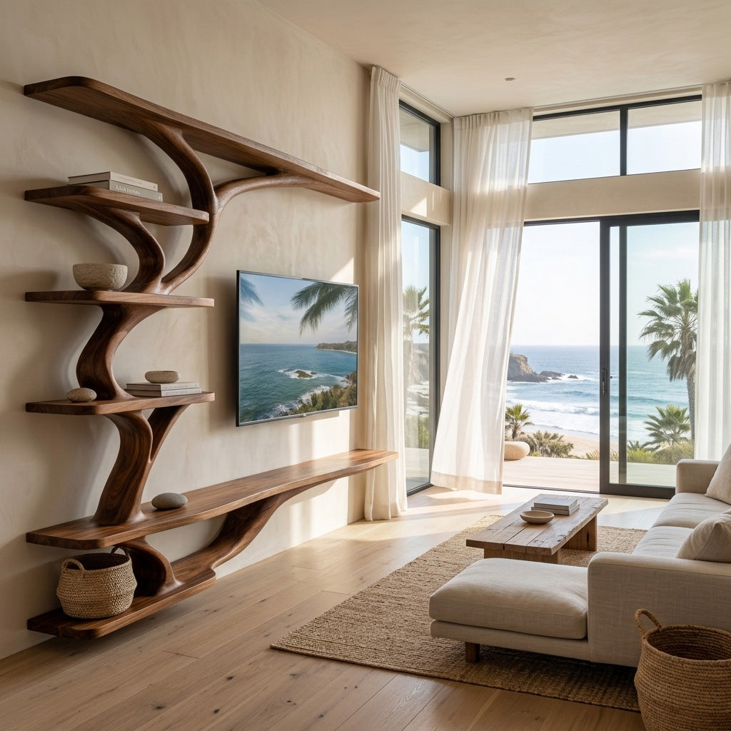 Modern Wood Wall Mounted TV Shelf For Home Style RTTHHNTVC098