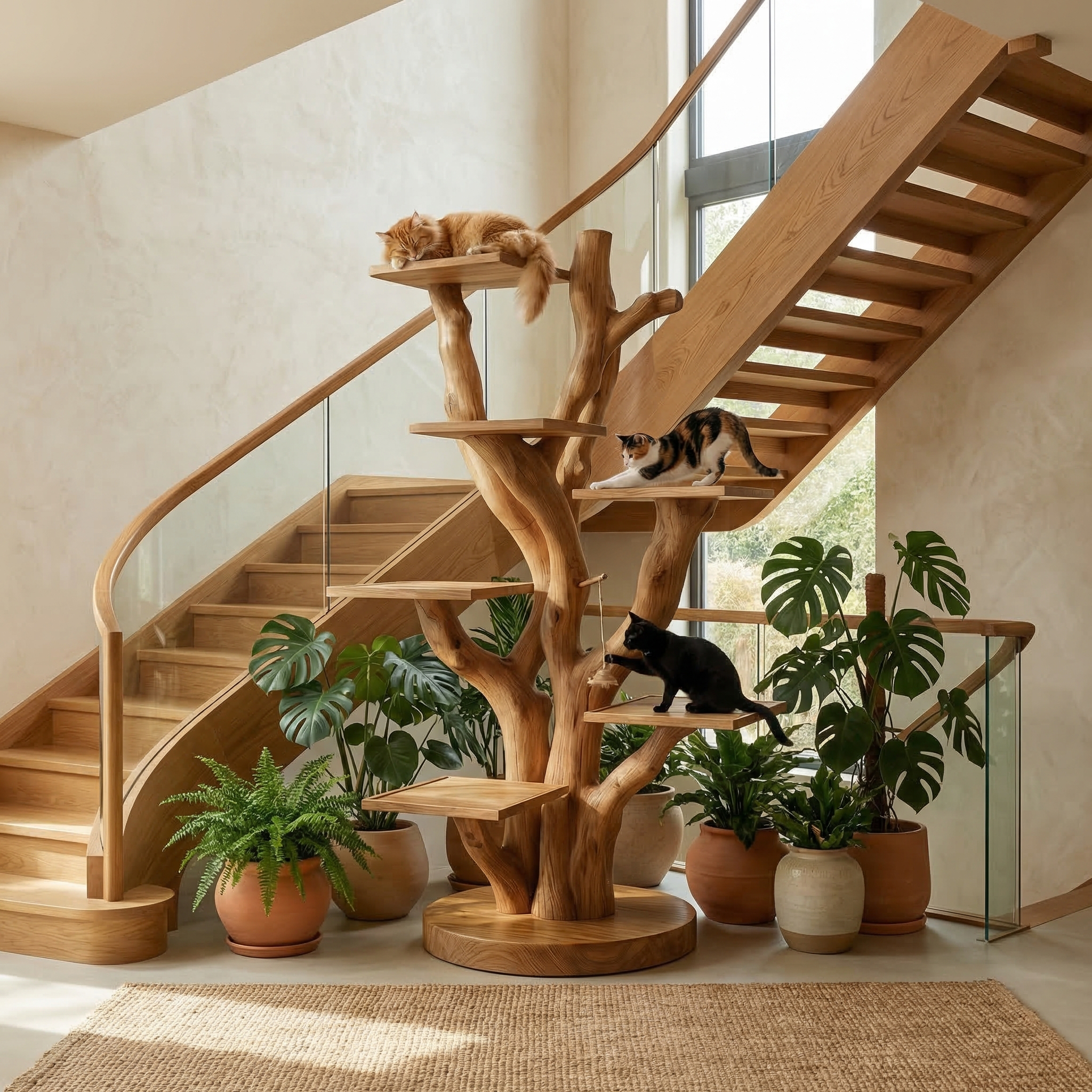 Rustic Cat Climbing Tree For Living Room Or Pet Space SINLSATT130