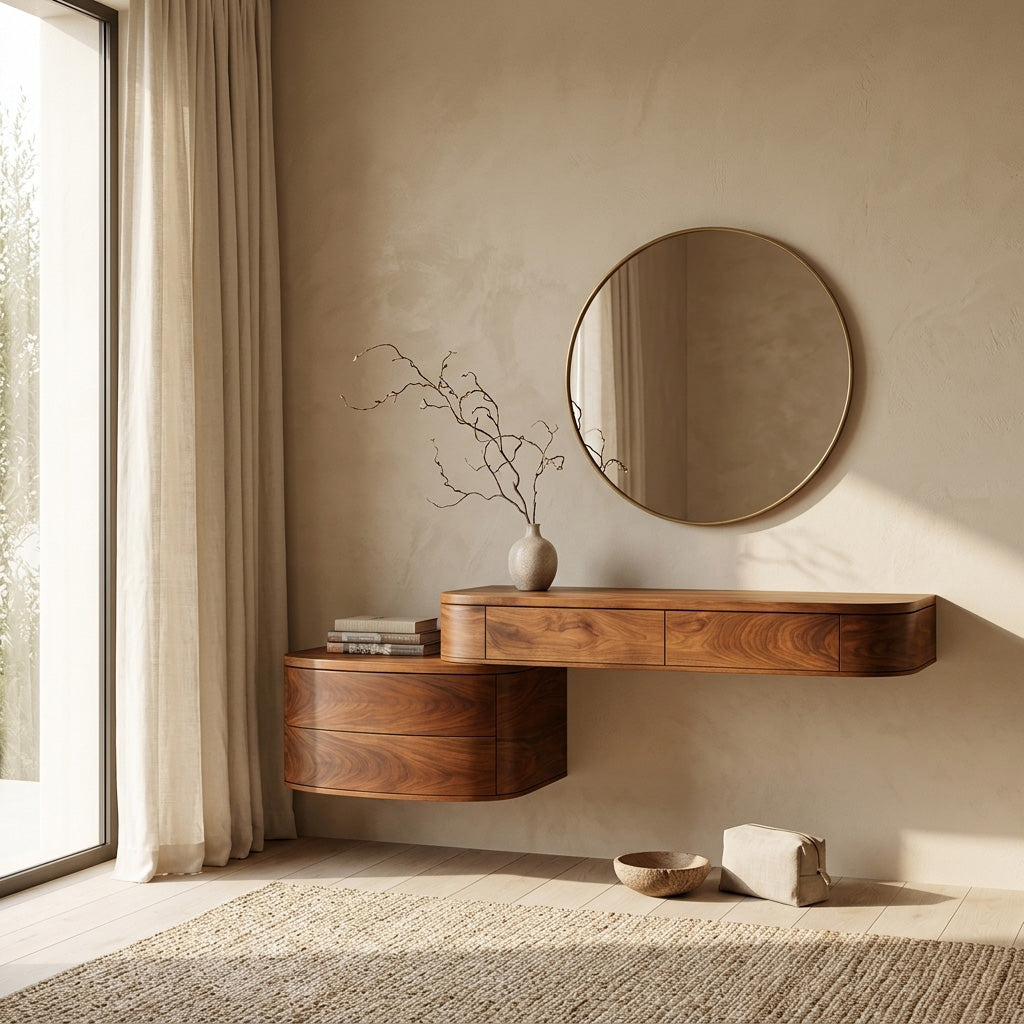 Modern Wooden Wall Mounted Makeup Vanity For Bedroom RTTHHNVAN020