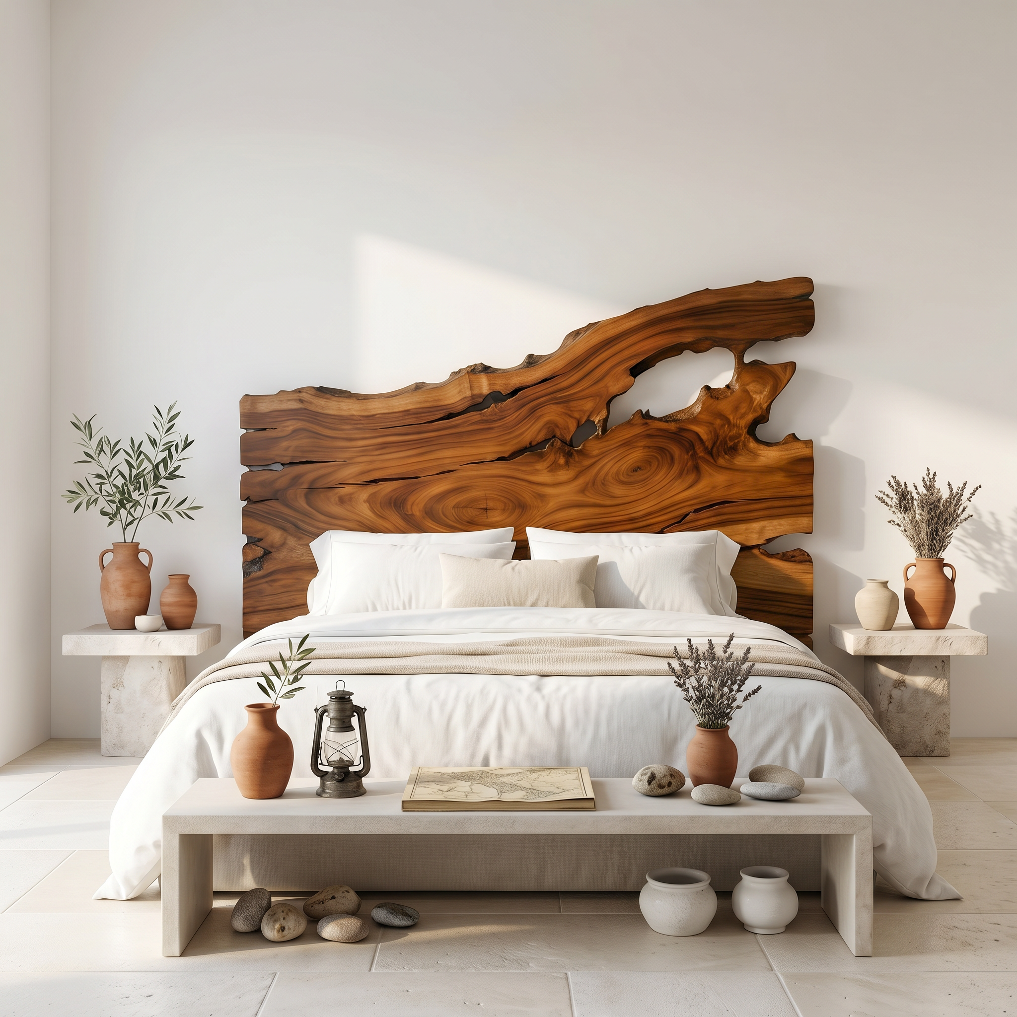 Organic Driftwood Headboard Wooden Bed Headboard For Bedroom SINLSAHB057