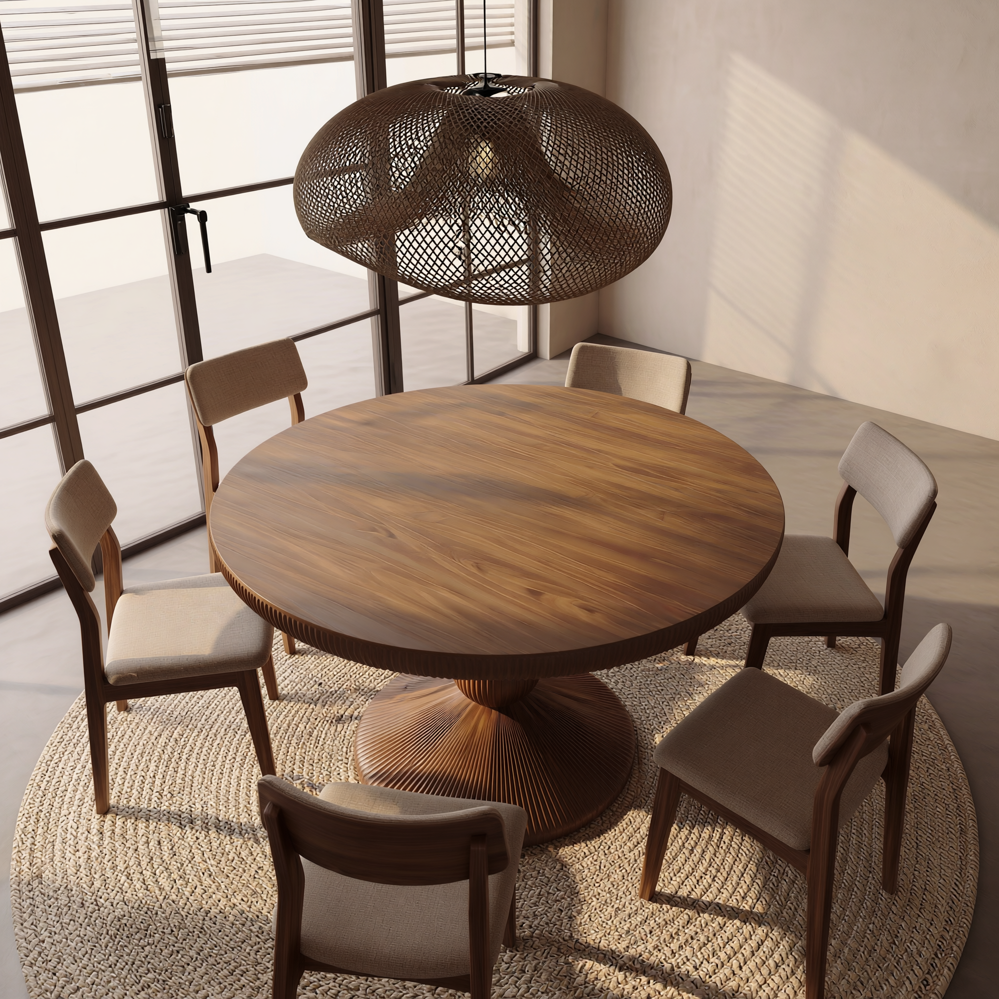 Modern Round Pedestal Dining Table For Dining Room And Kitchen SINLSADT168