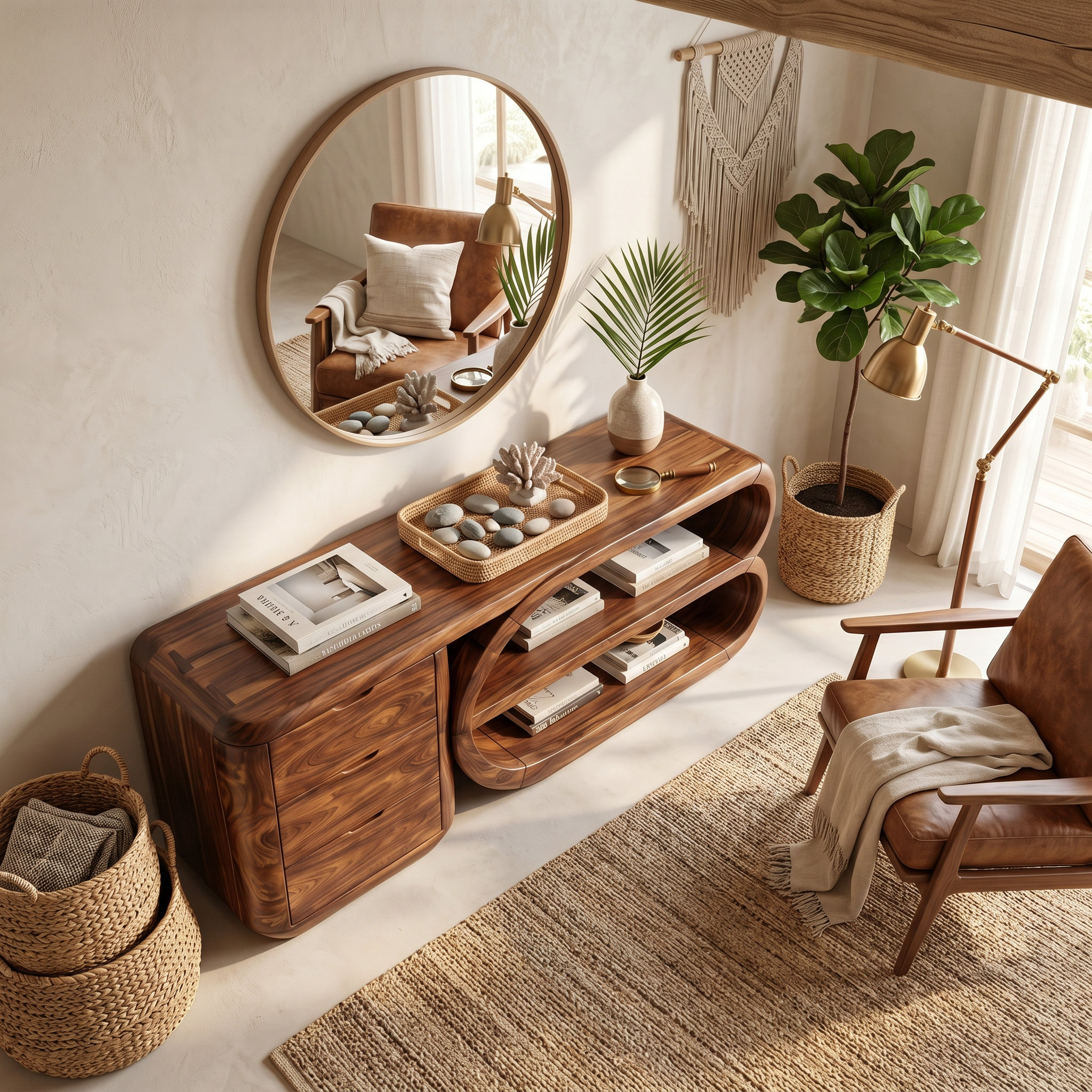 Organic Geometric Console Table Luxury Entryway SILDTTRCS102
