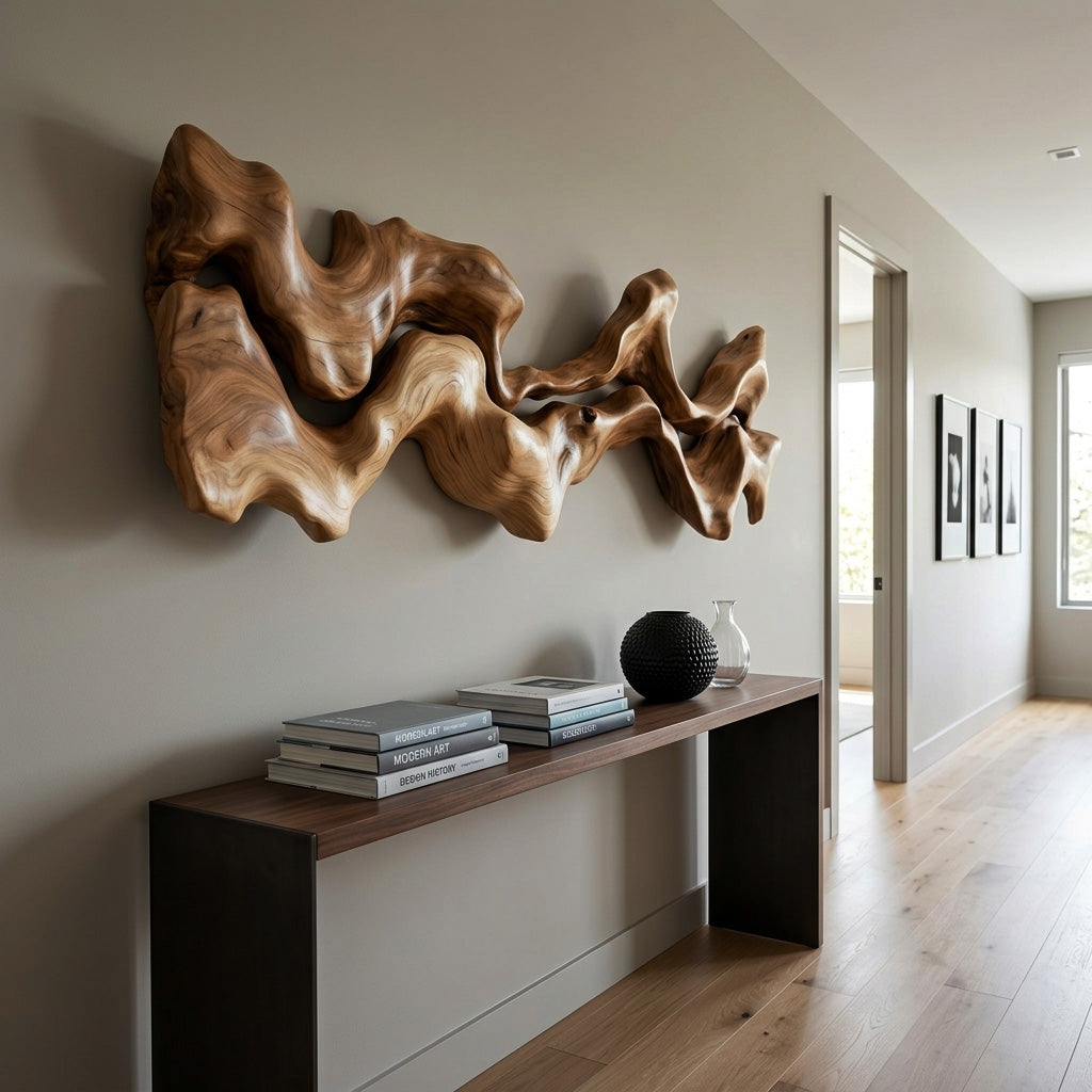 Abstract Carved Wall Art Sculpture For Living Room SITHHNWA010