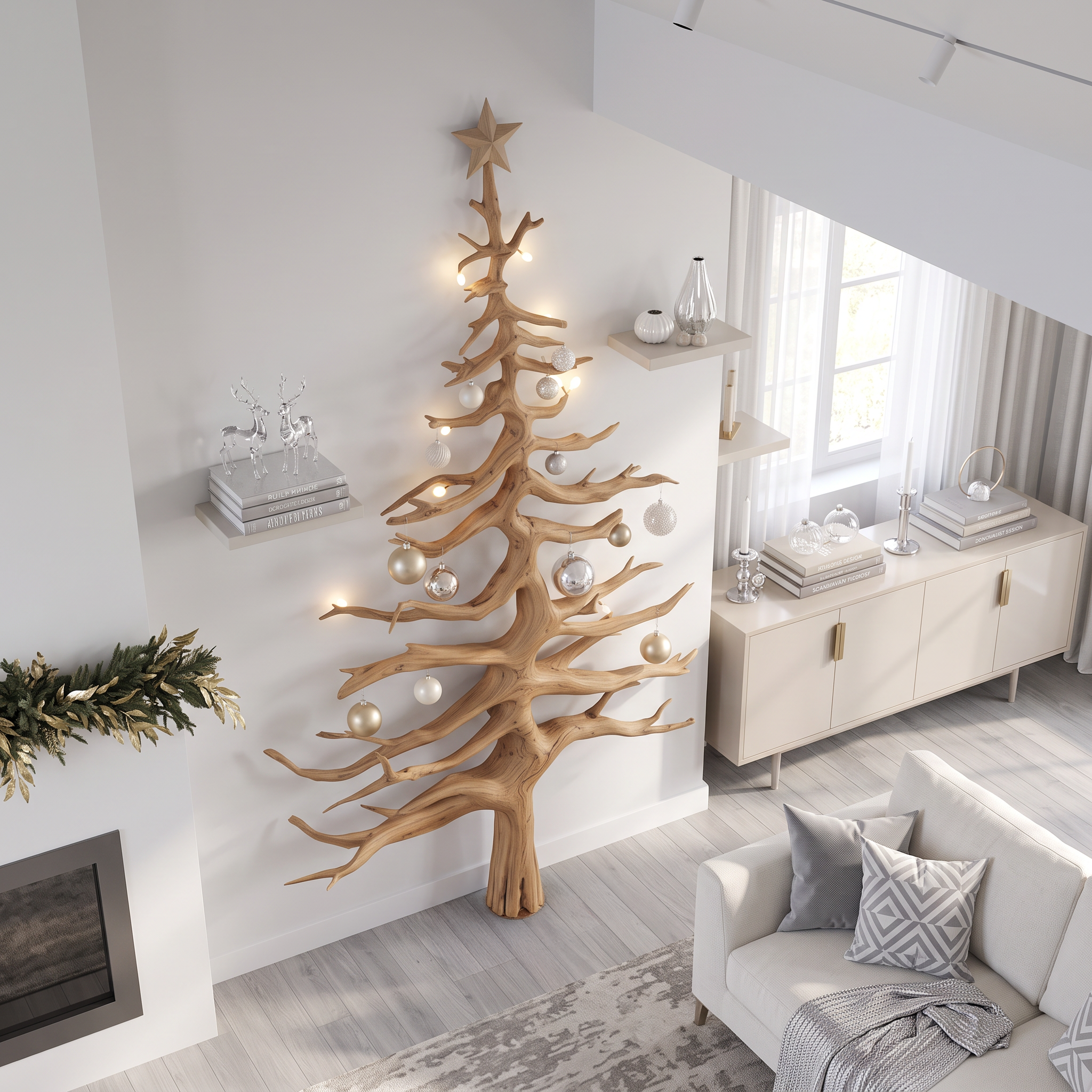 Rustic Christmas Tree Wall Decor Living Room SINLSATB583