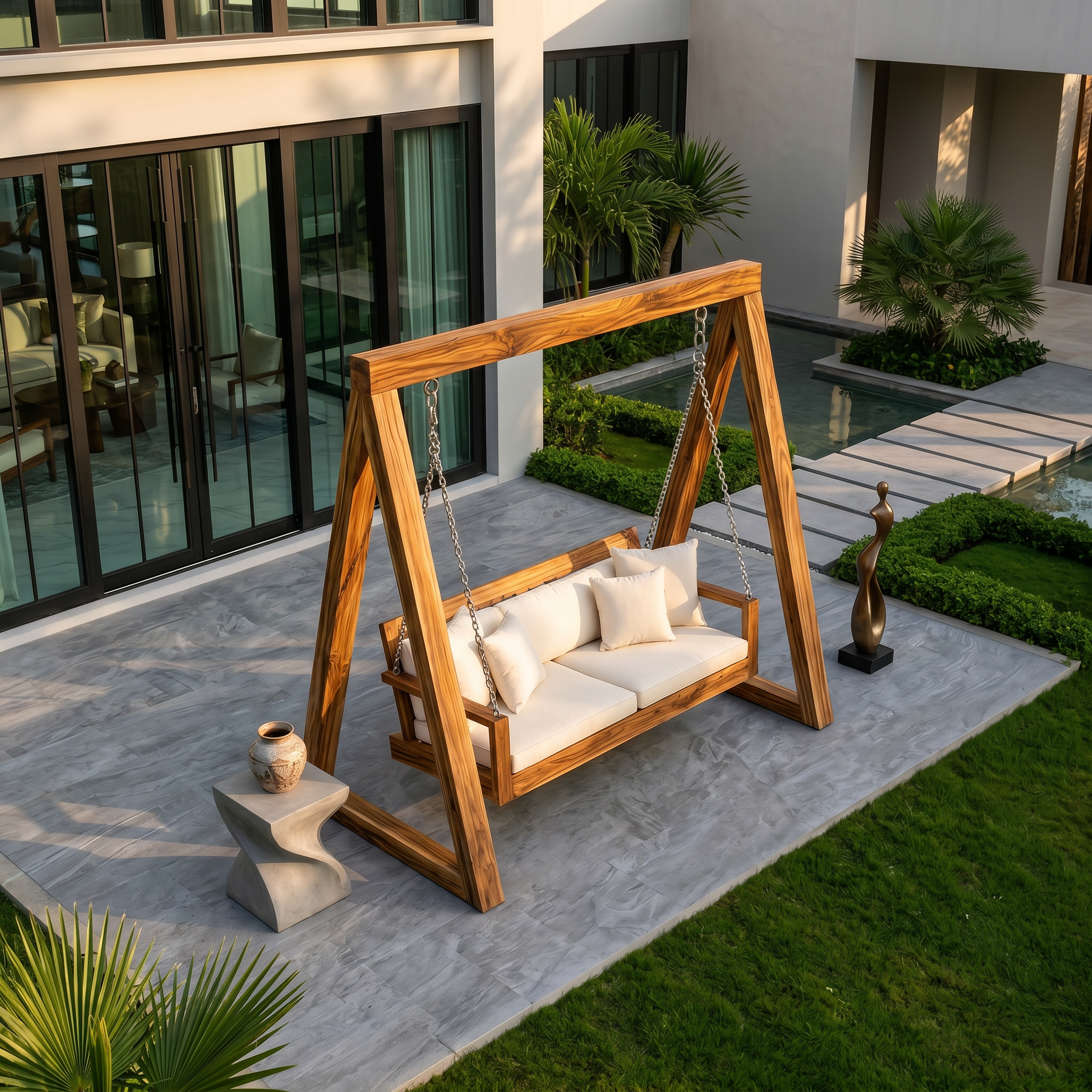 Freestanding Wooden Garden Swing Luxury Outdoor Living SILDTTRSWI009