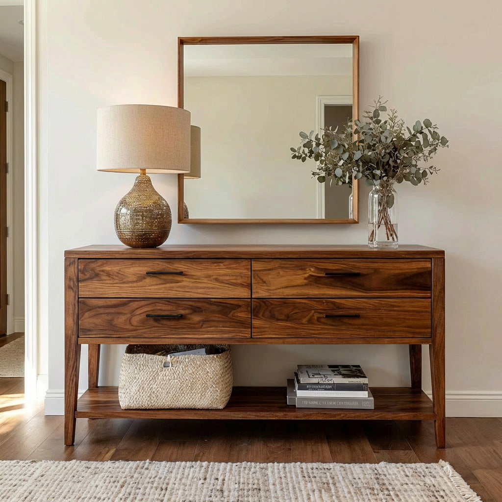 Modern Wood Console Table With Storage For Hallway Styling RTTHHNCS028