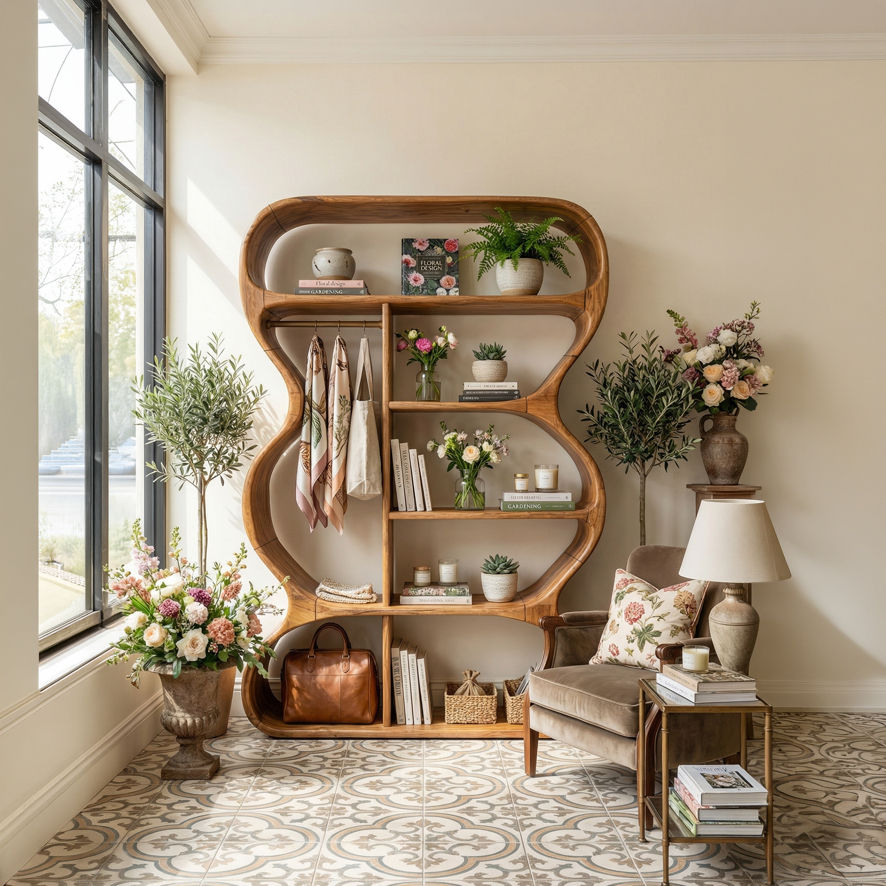 Rustic Farmhouse Sculptural Bookshelf Laundry Room Storage SILDTTRBS025