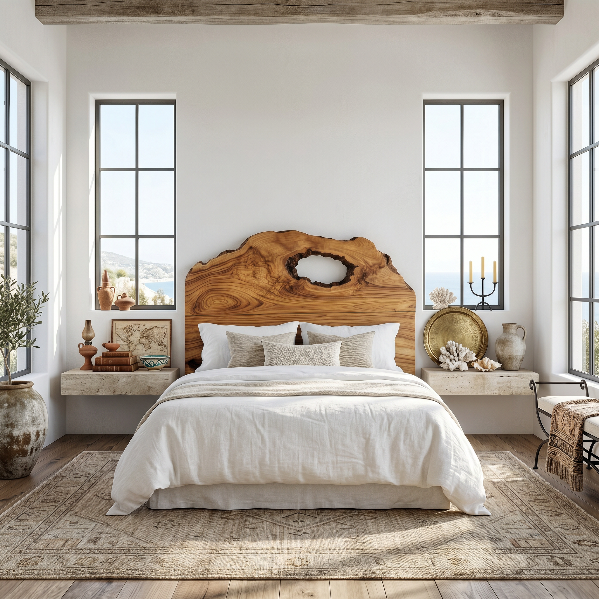 Organic Headboard Wooden Bed Headboard For Bedroom SINLSAHB065
