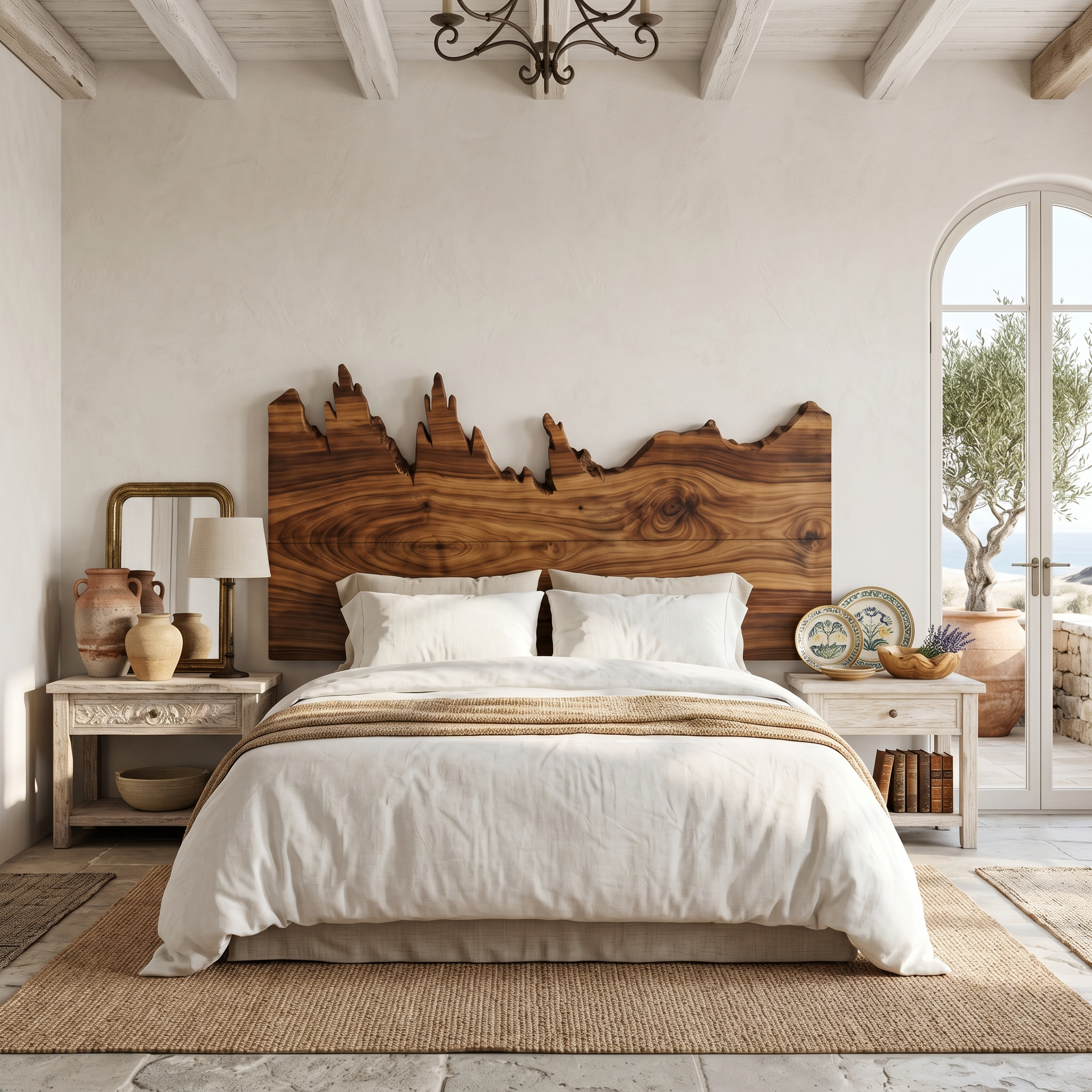 Rustic Mountain Ridge Headboard Wooden Bed Headboard For Bedroom SINLSAHB066