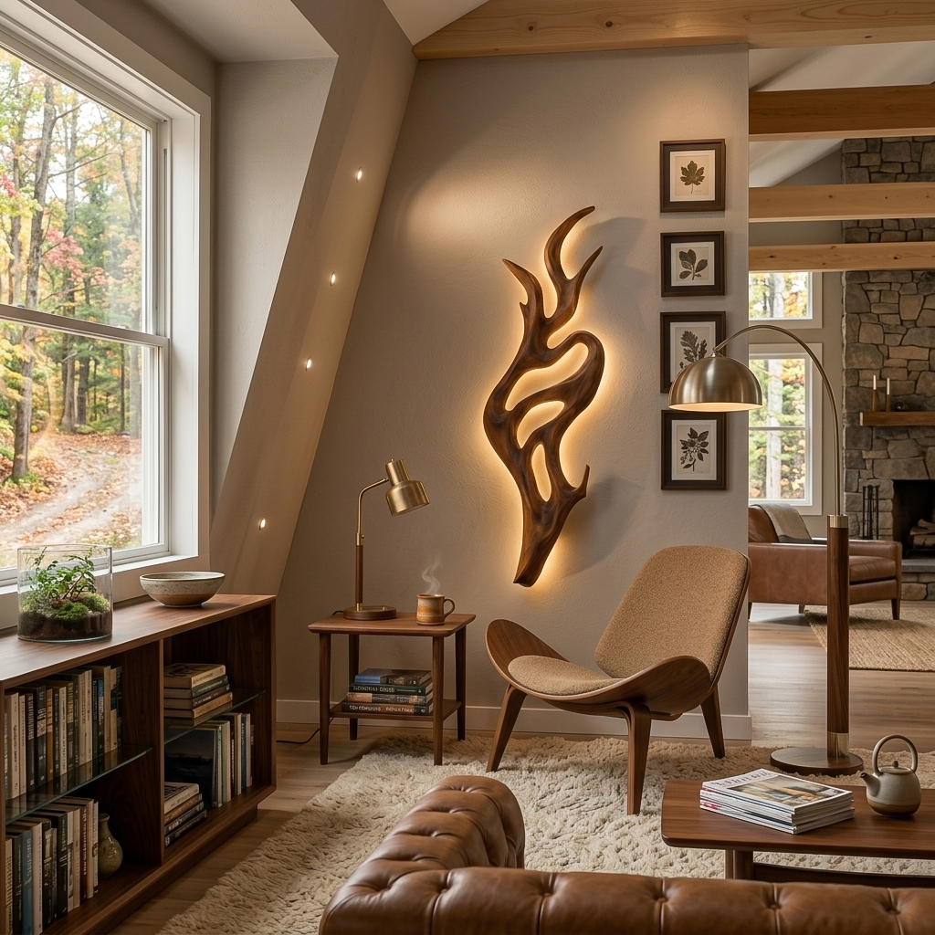 Artistic Wood Wall Light With Sculptural Form For Bedroom RTTHTTLAM056