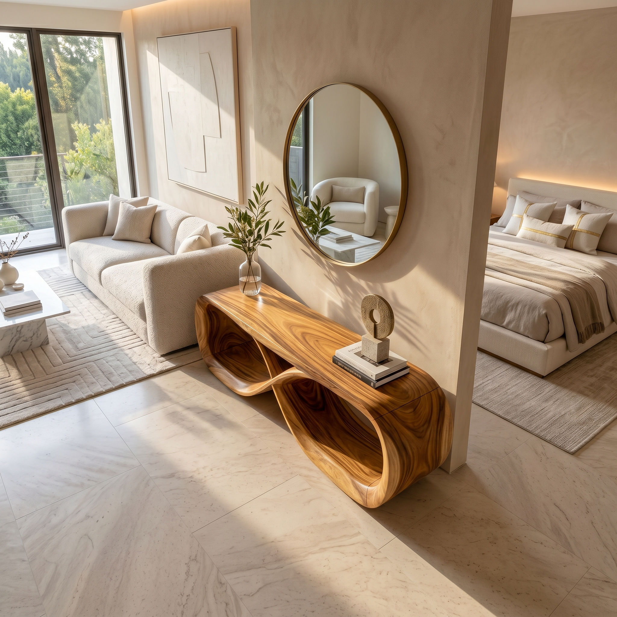 Curved Wooden Bench Contemporary Residence SILDTTRBEN063