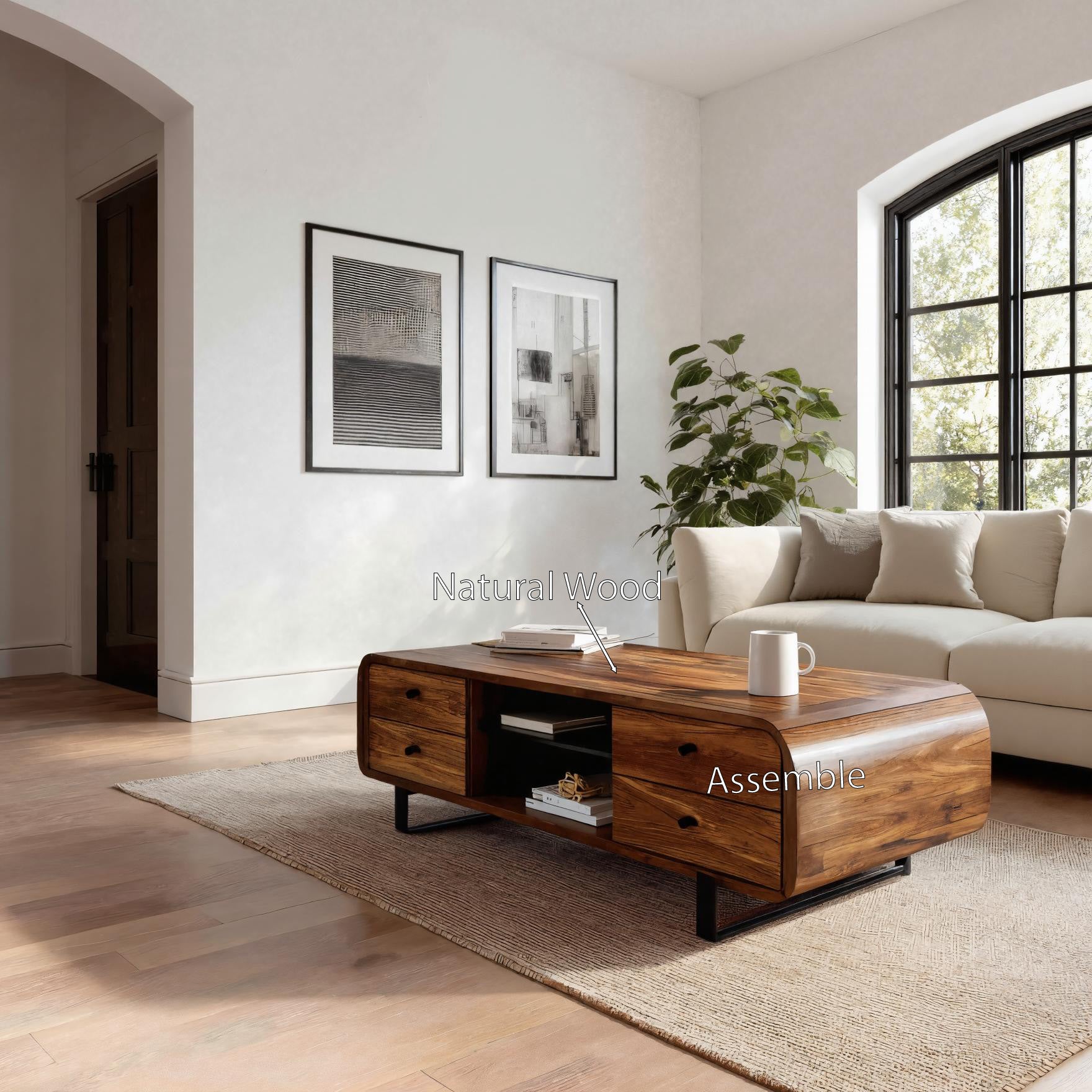 Contemporary Coffee Table With Drawer And Open Shelf For Interior SITHHNCF026