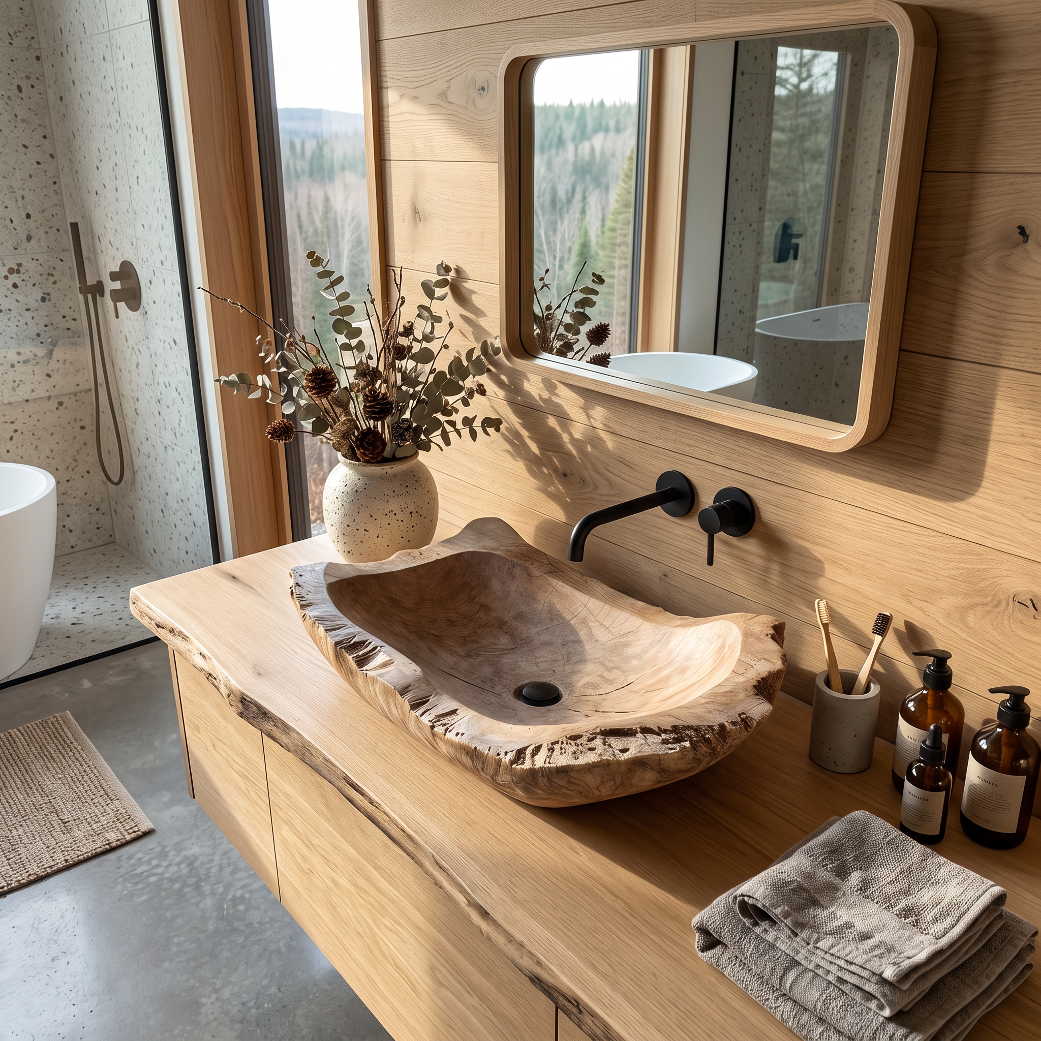 Mid Century Wood Wash Basin For Luxury Bathroom Furniture SILDTTRVS022