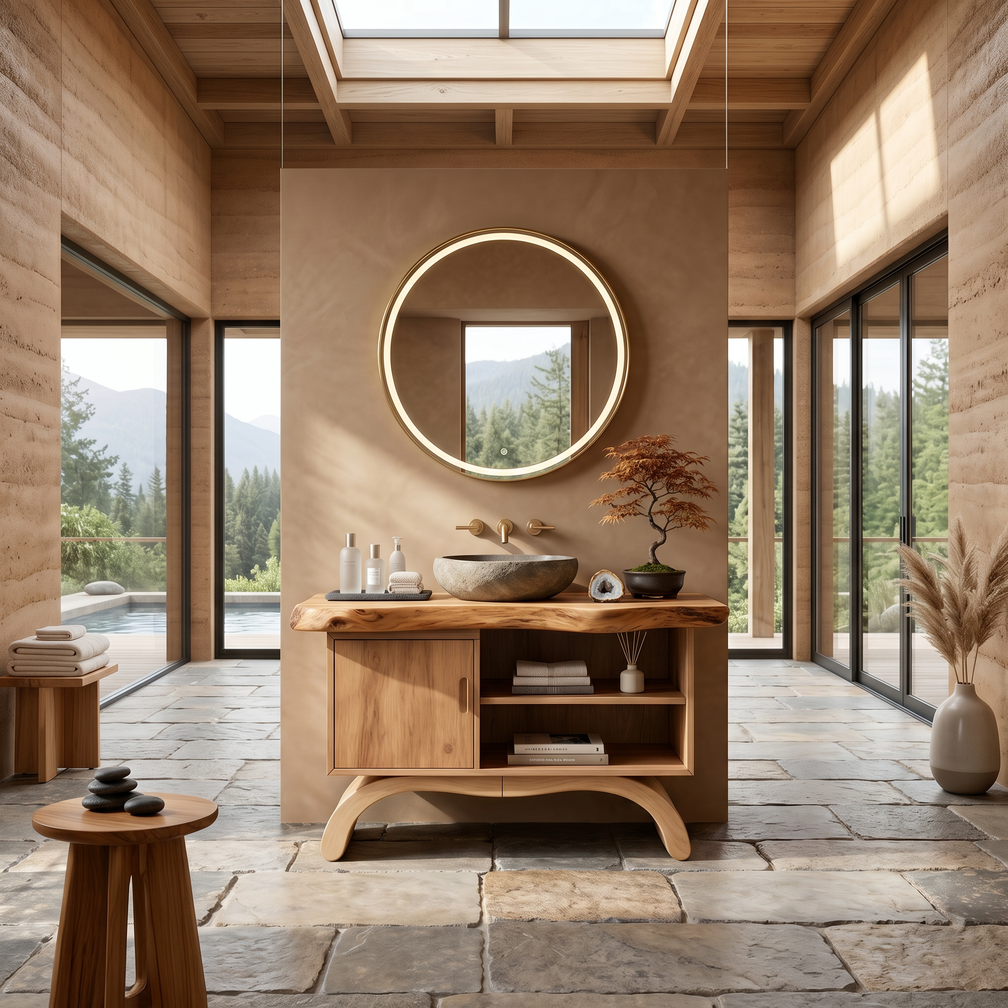 Minimalist Organic Vanity With Open Shelf For Interior SILDTTNBRV065