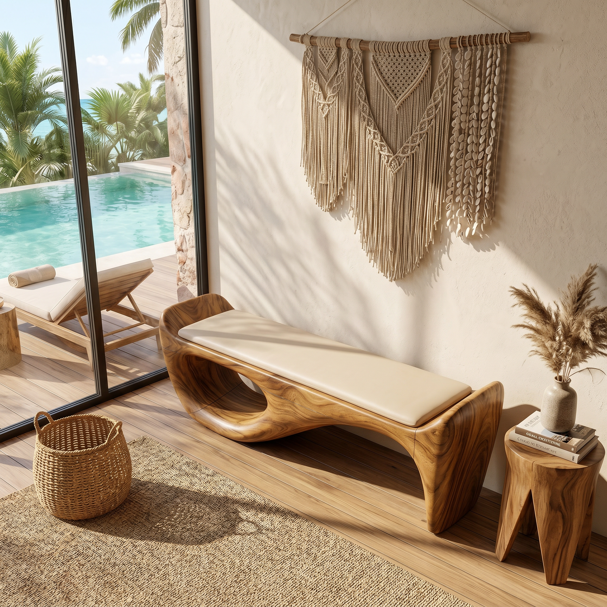 Designer Entryway Bench Organic Modern Home SILDTTRBEN064