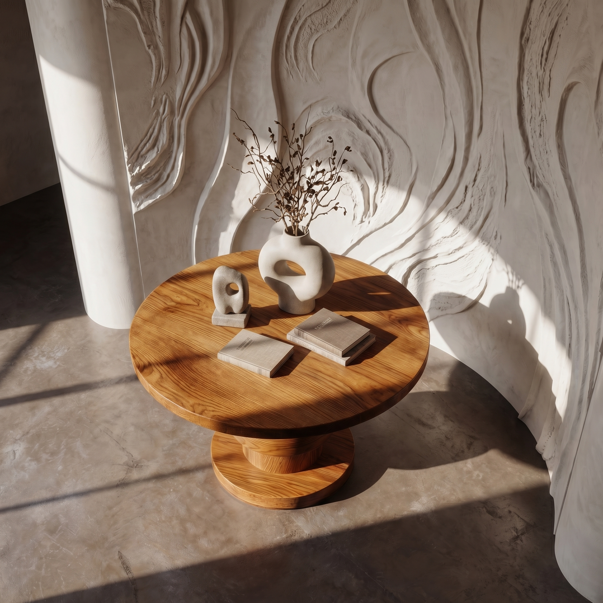 Modern Luxury Architectural Round Foyer Table For Entryway And Lobby SINLSAFT028