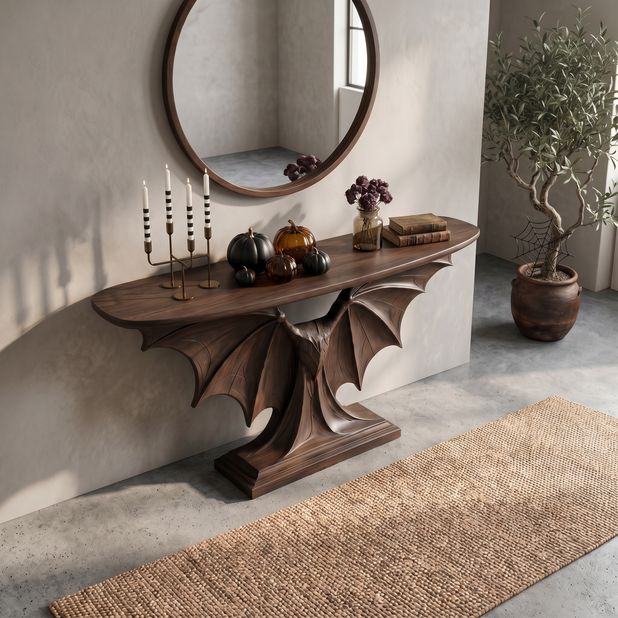 Modern Console Table Handcrafted Sculptural Design For Living Room Entryway SINLSACS677