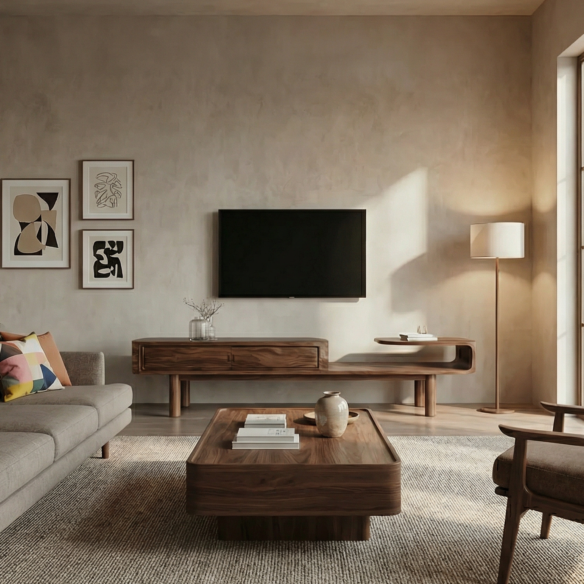Modern Sculptural TV Console For Living Room And Media Wall SINLSASC502