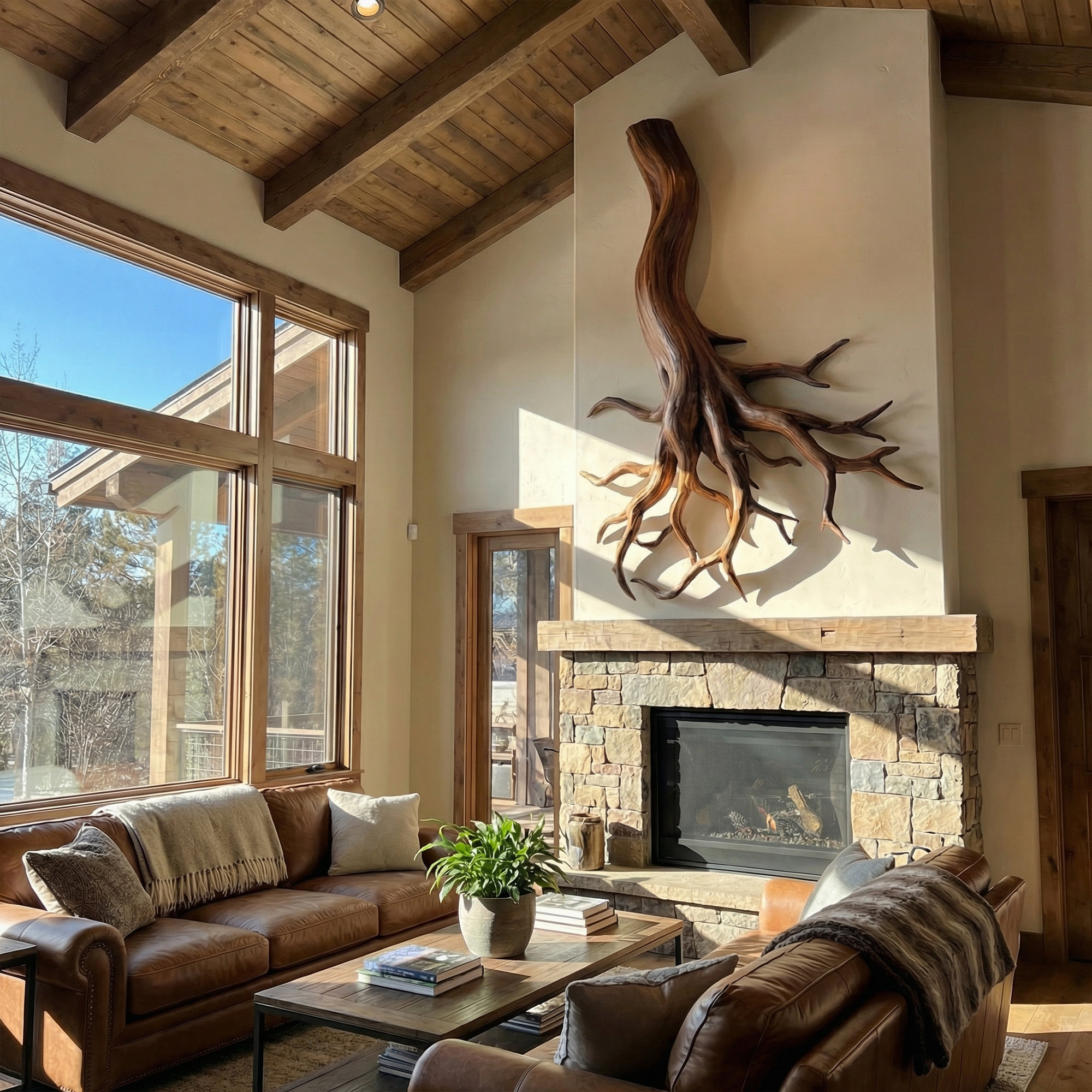 Rustic Organic Root Sculpture Wall Decor Living Room And Hallway SINLKIWD057