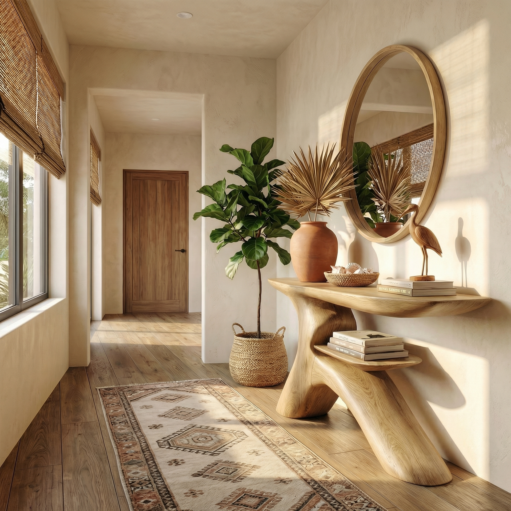 Minimalist Console Table Natural Wood Entryway Living Room SINLKICS533
