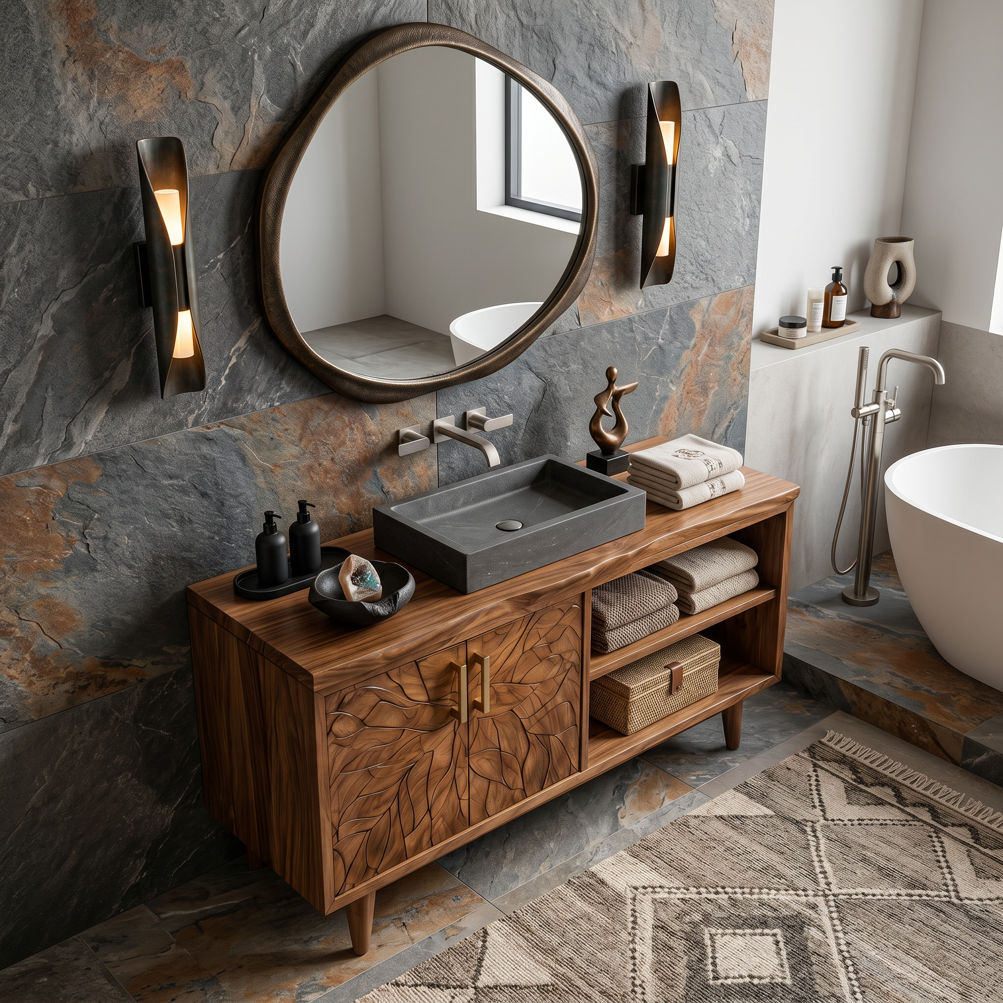 Organic Wood Vanity Cabinet For Garden Bathroom SILDTTRBRV160