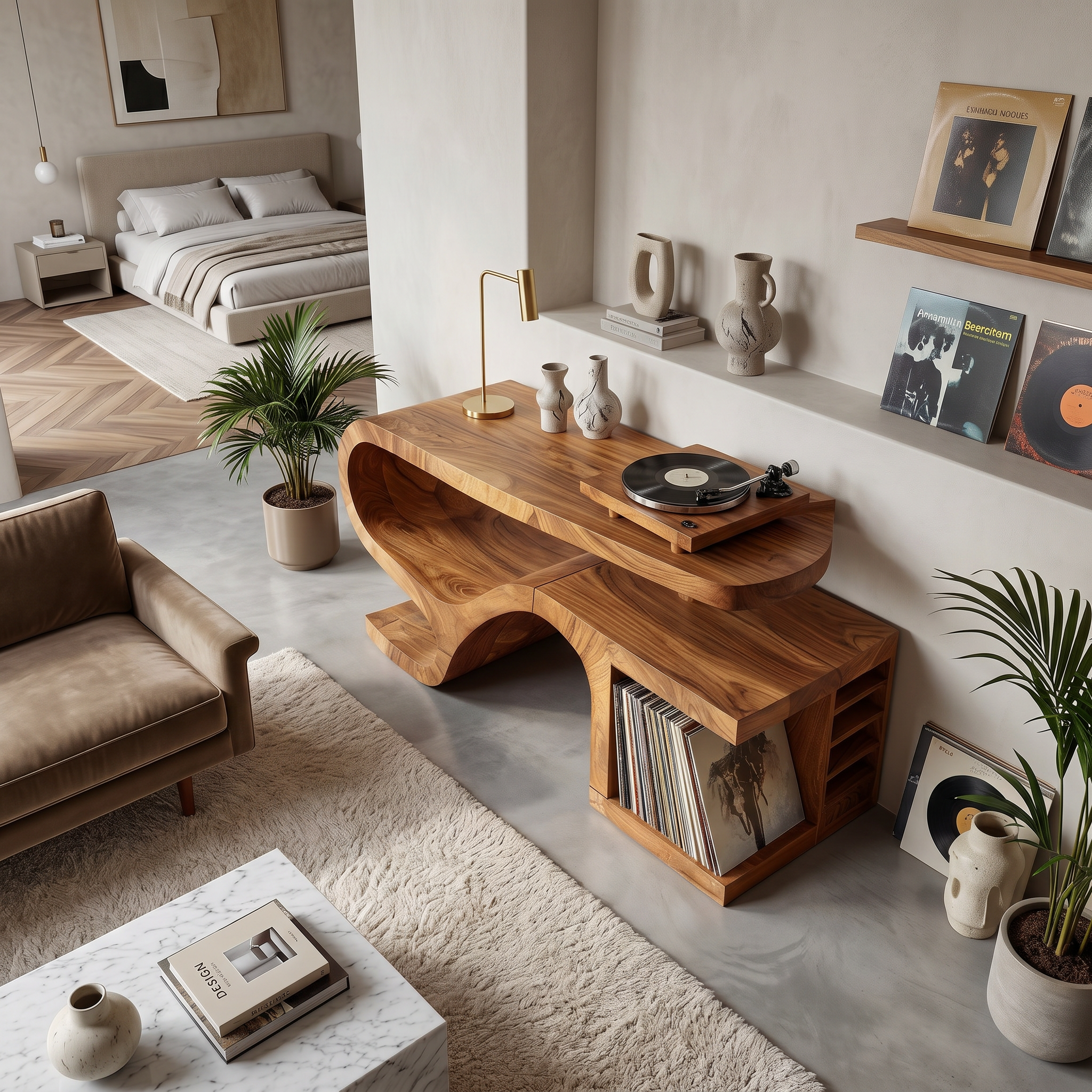 Minimalist Organic Record Player Stand Modern Loft SILDTTRRPT043