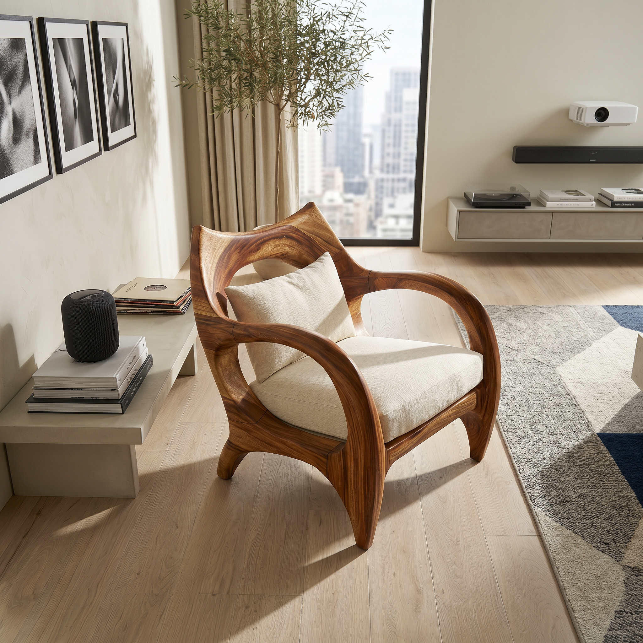Zen-Inspired Organic Wood Chair for Modern Architectural Interiors SILDTTRCHR027