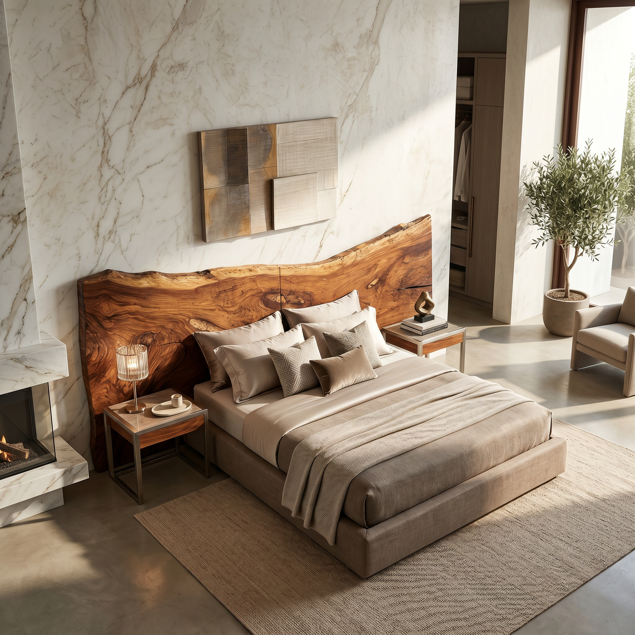 Minimalist Live Edge Wood Headboard For Organic Neutral Bedroom SILDTTRHB013