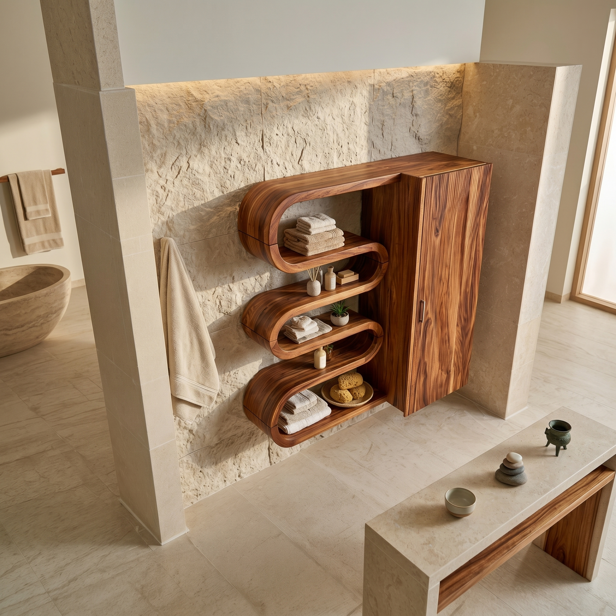 Modern Sculptural Bathroom Cabinet Wellness Room SILDTTRBRC015