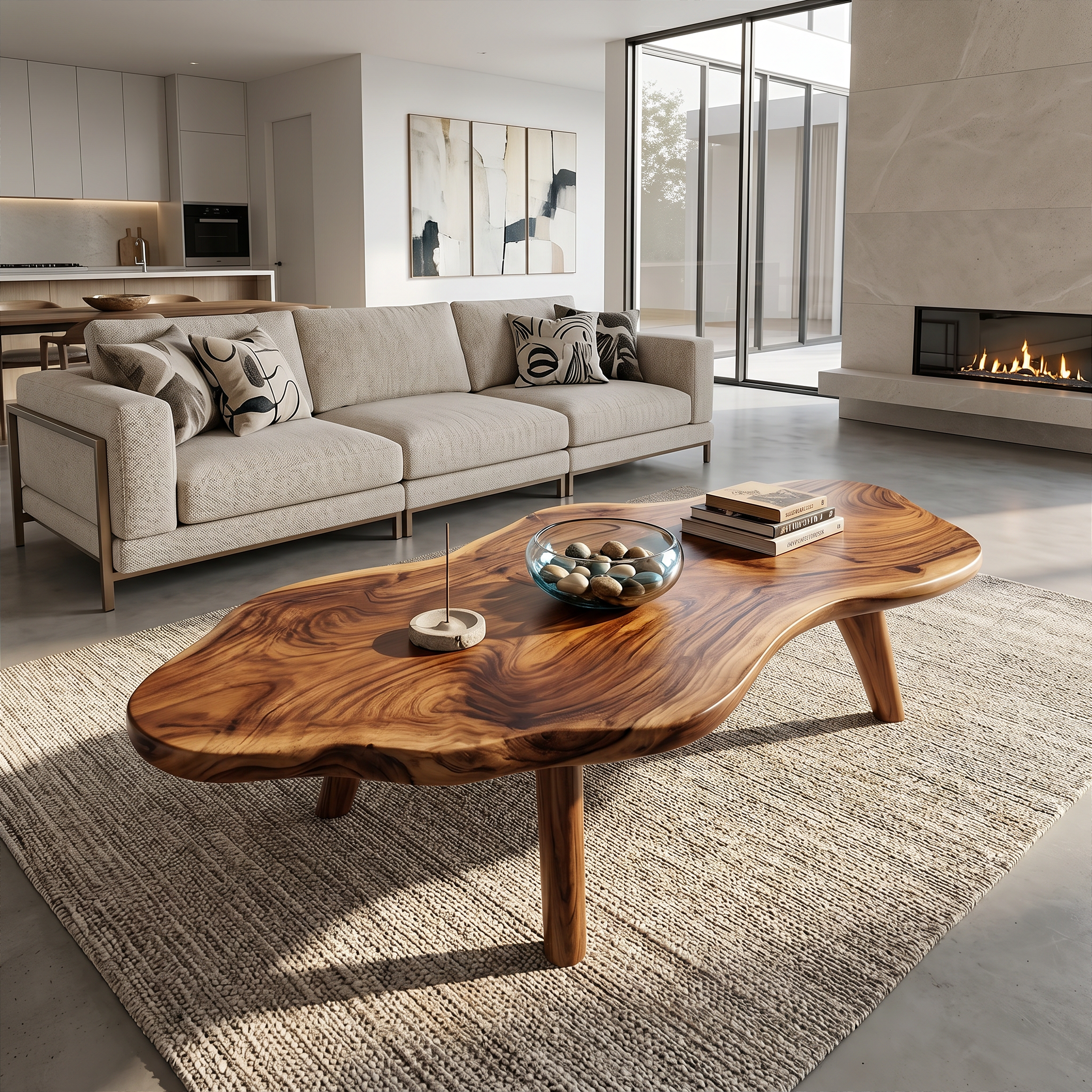 Mid Century Modern Live Edge Coffee Table For Living Room Look SILDTTRCF039